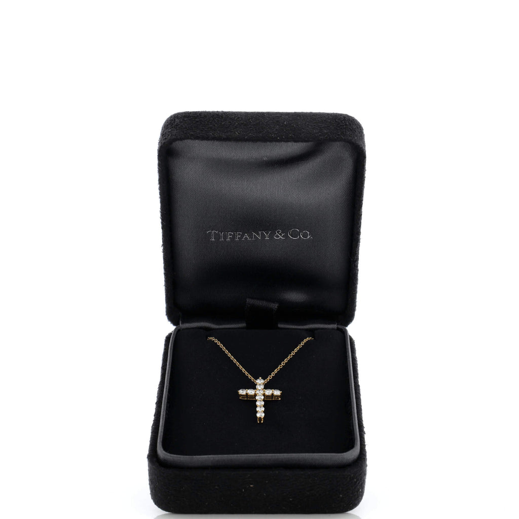 Cross Pendant Necklace 18K Yellow Gold with Diamonds Small