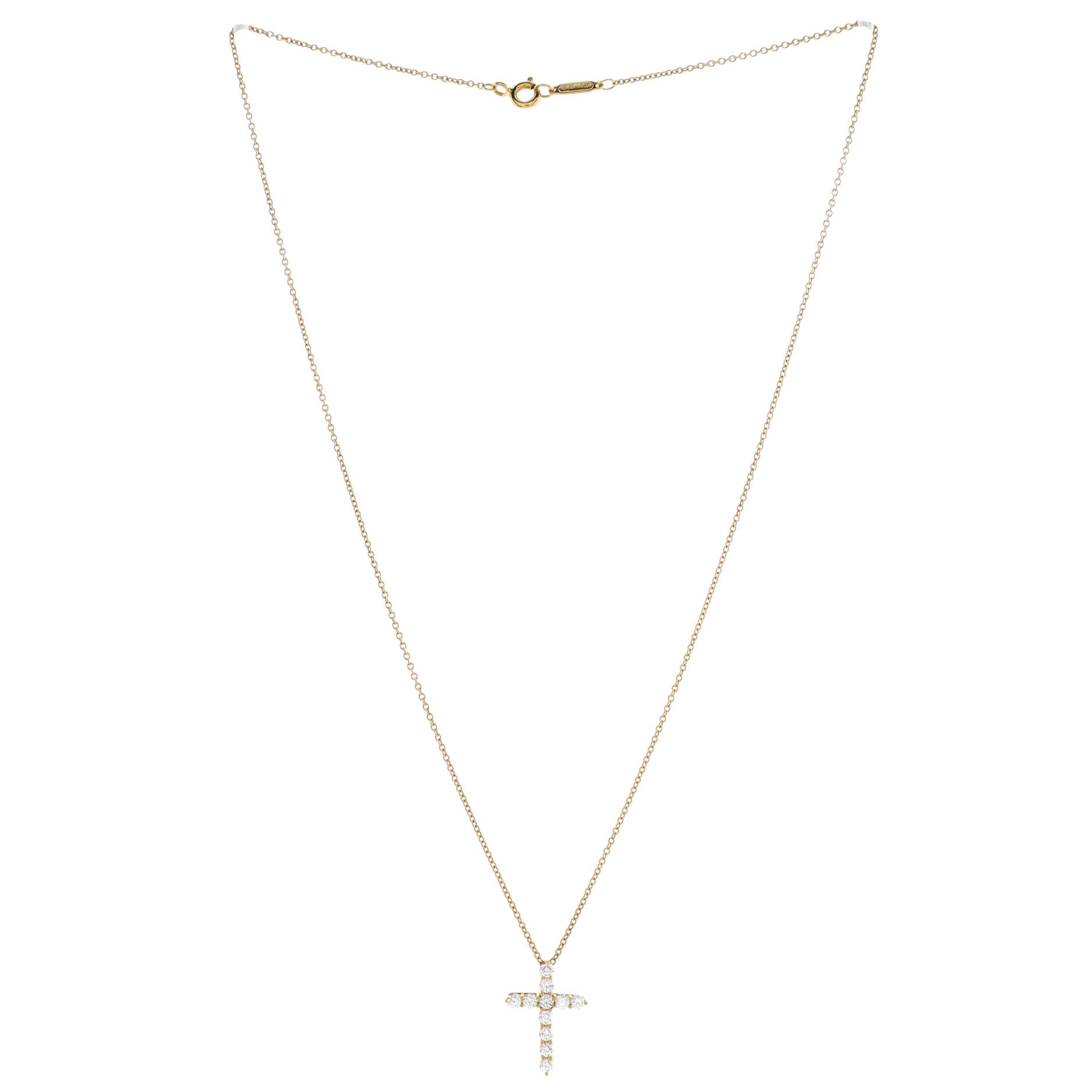 Cross Pendant Necklace 18K Yellow Gold with Diamonds Small