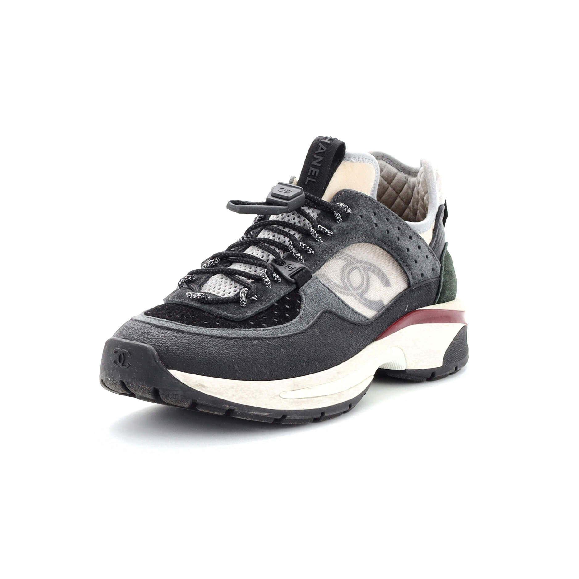 Women's CC Drawstring Sneakers Mesh with Suede and Leather