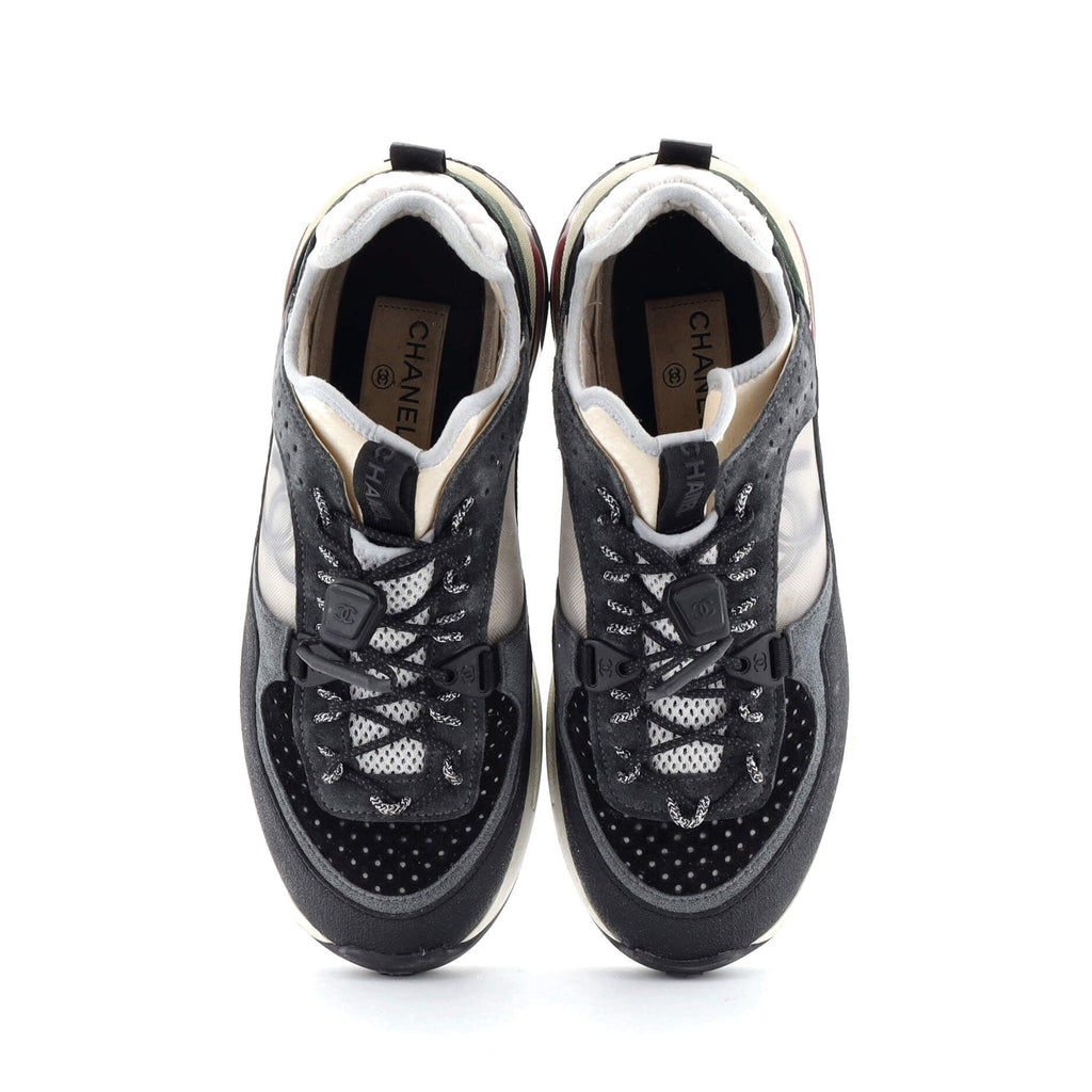 Women's CC Drawstring Sneakers Mesh with Suede and Leather