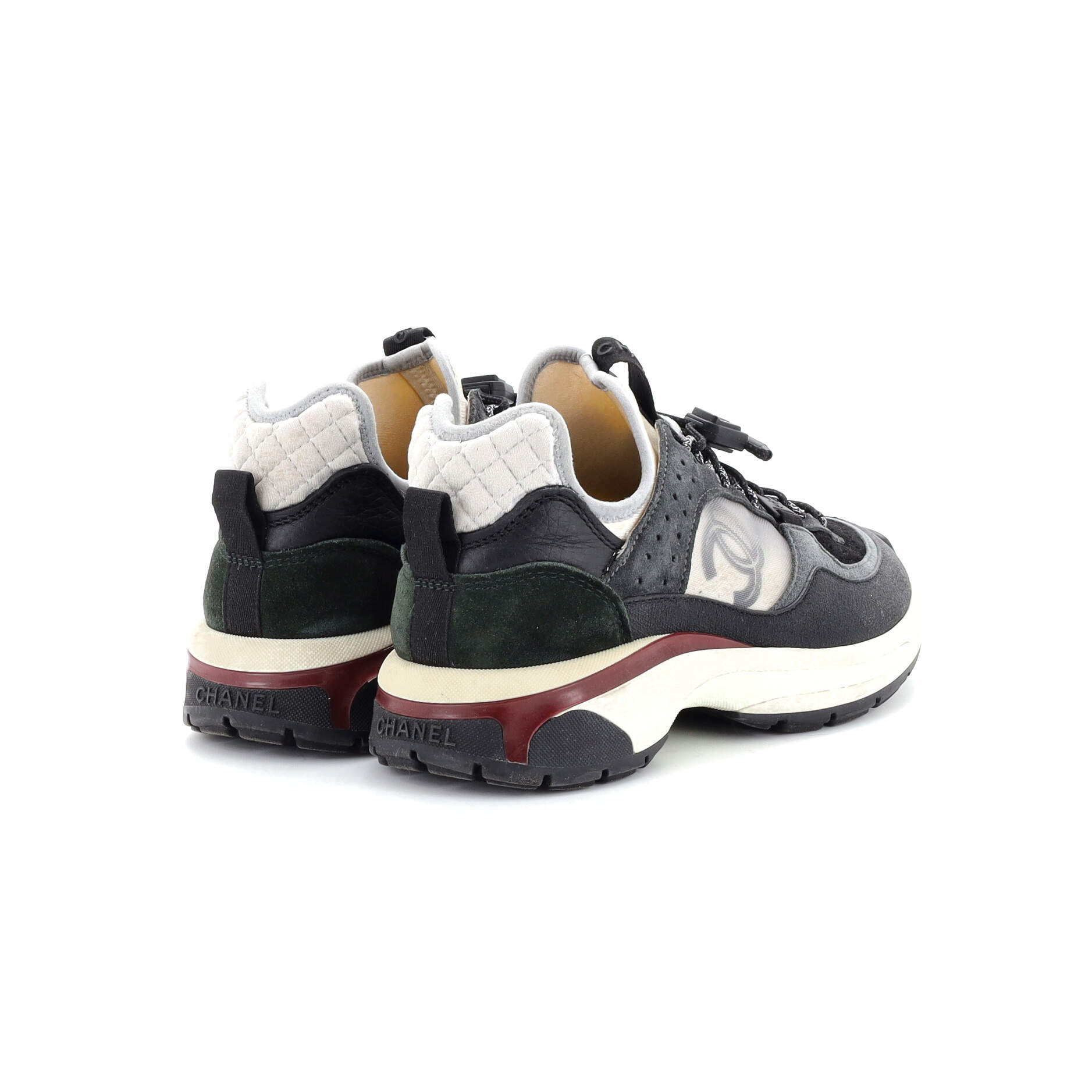Women's CC Drawstring Sneakers Mesh with Suede and Leather