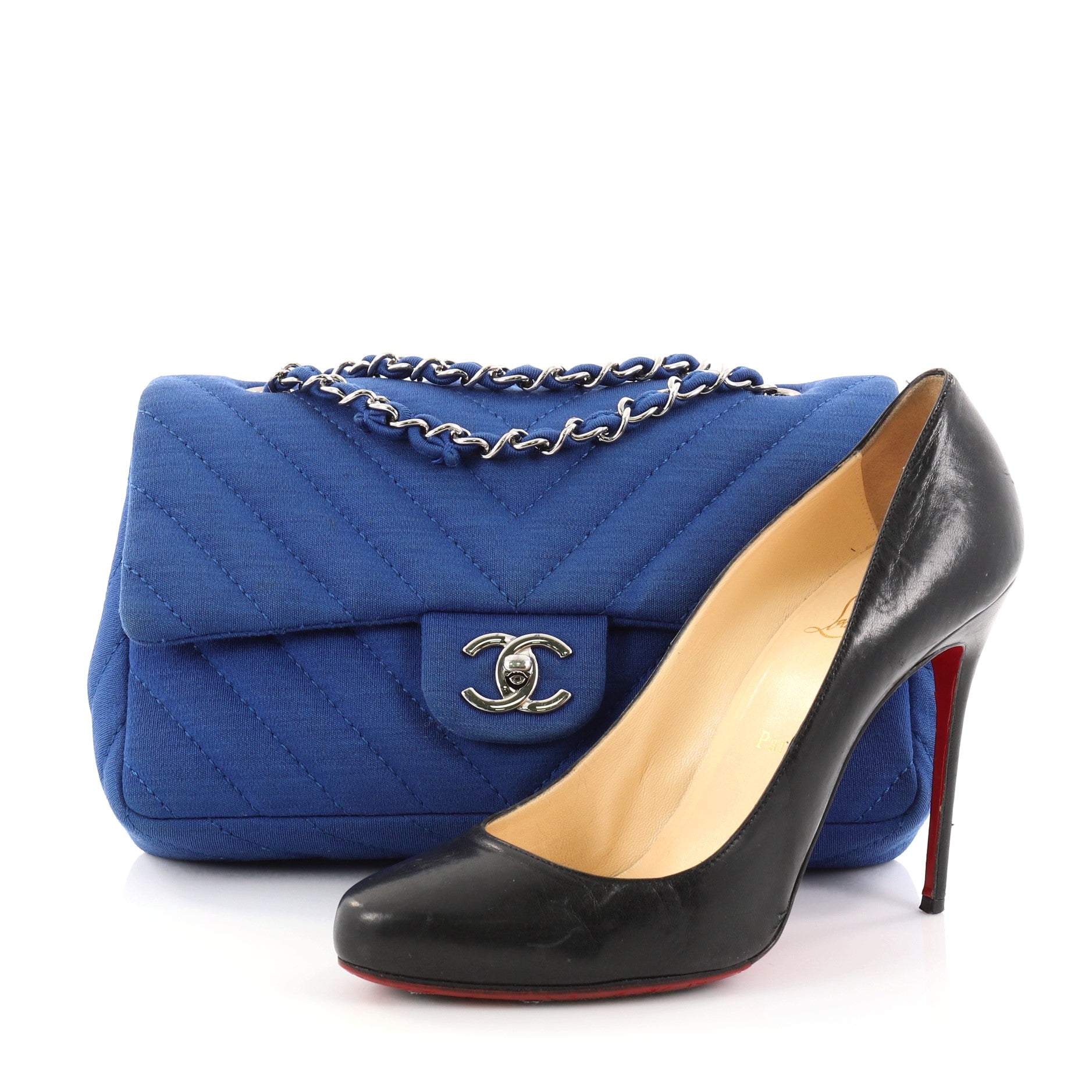 Classic Single Flap Bag Chevron Jersey Mini