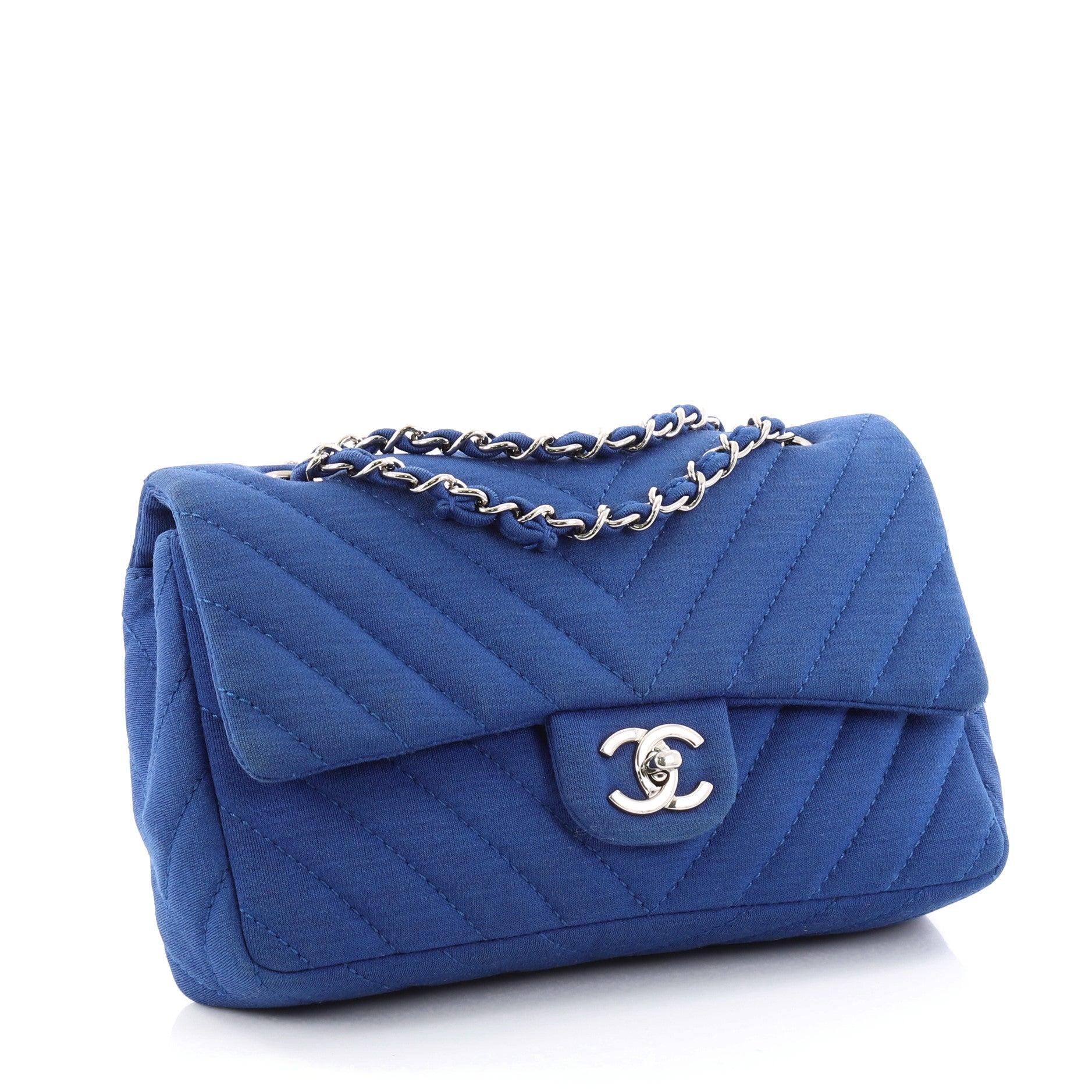 Classic Single Flap Bag Chevron Jersey Mini