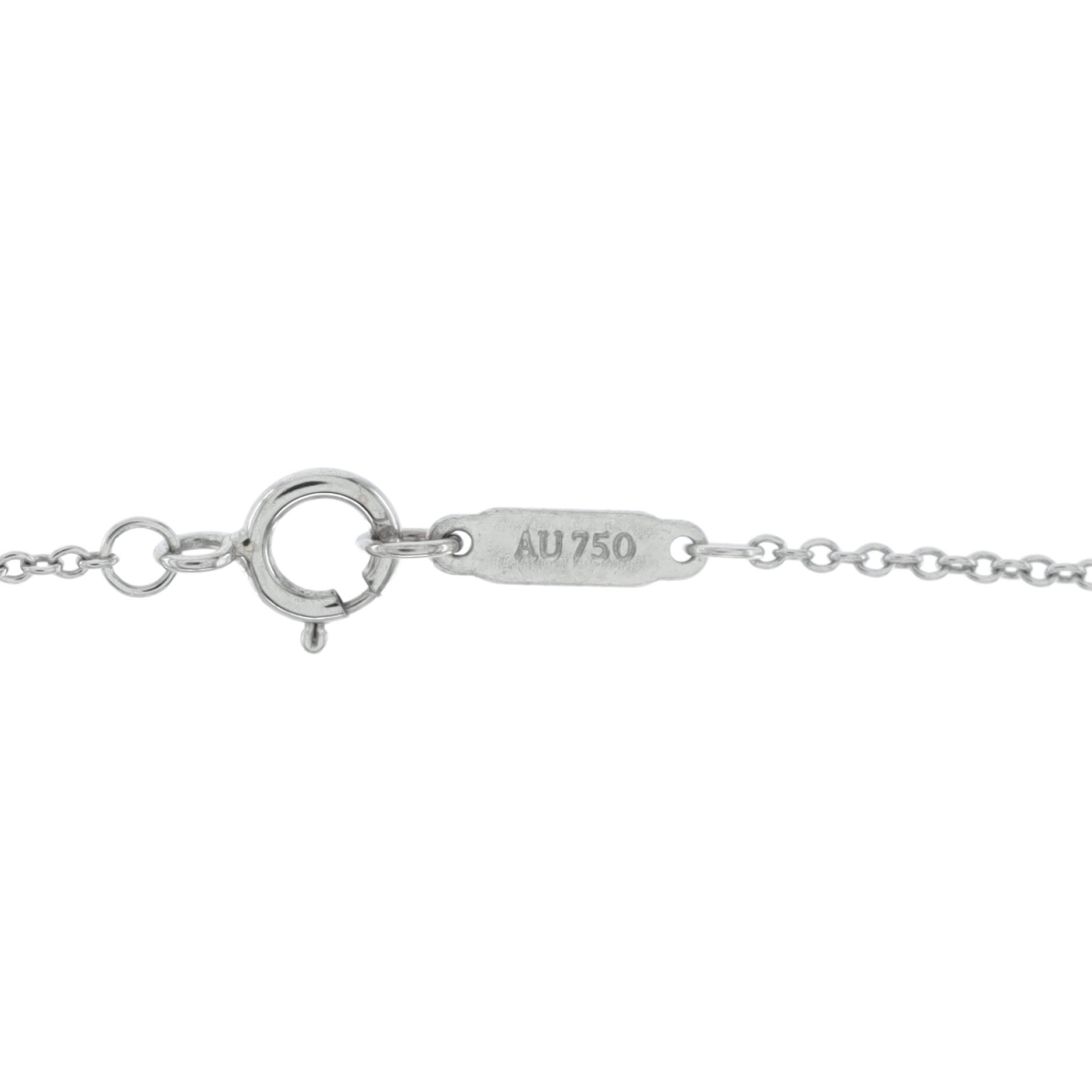 Floral Key Pendant Necklace 18K White Gold with Diamonds