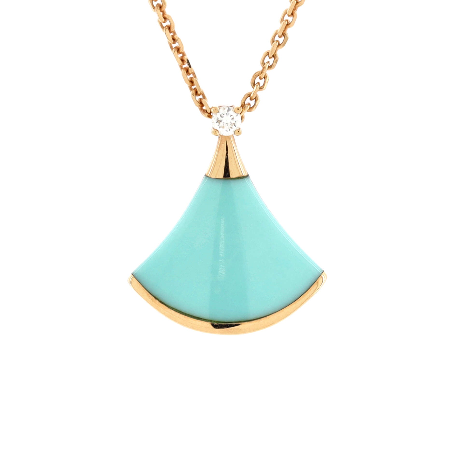 Divas' Dream Pendant Necklace 18K Rose Gold with Turquoise and Diamond Small