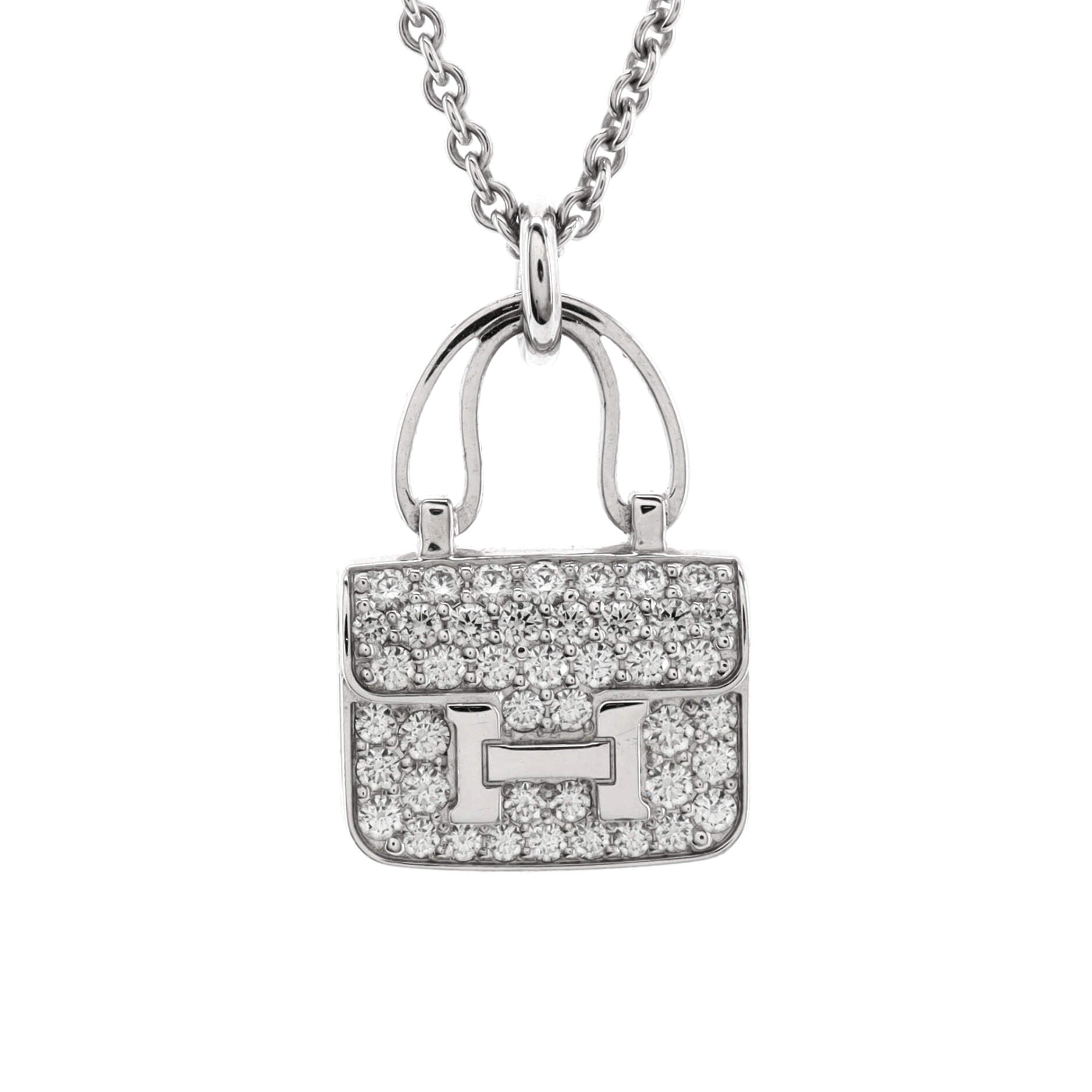 Amulettes Constance Pendant NM Necklace 18K White Gold and Diamonds