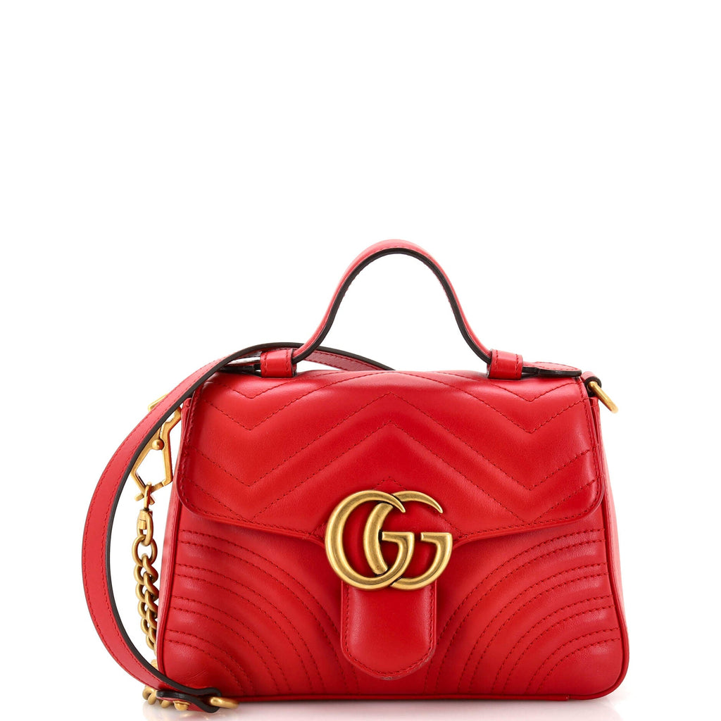 GG Marmont Top Handle Flap Bag Matelasse Leather Mini