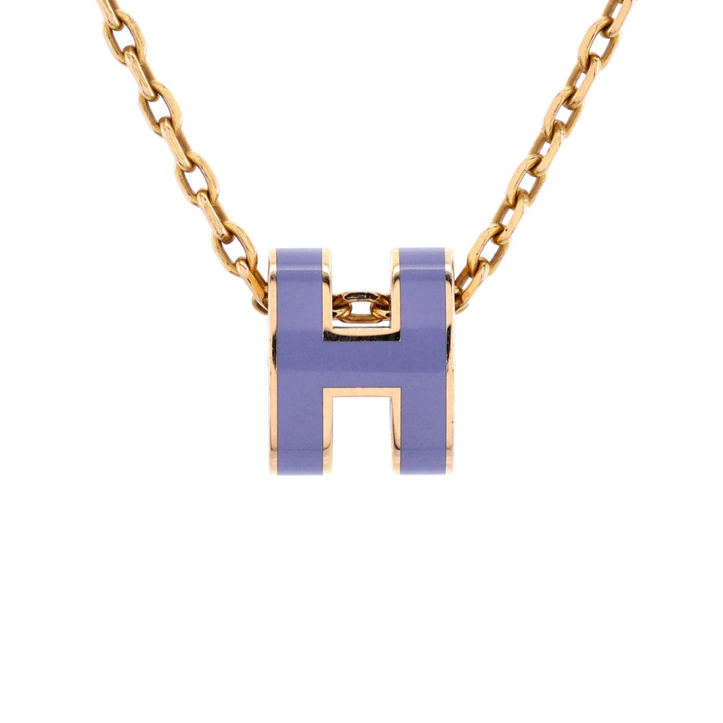 Pop H Pendant Chain Necklace Metal and Enamel Mini