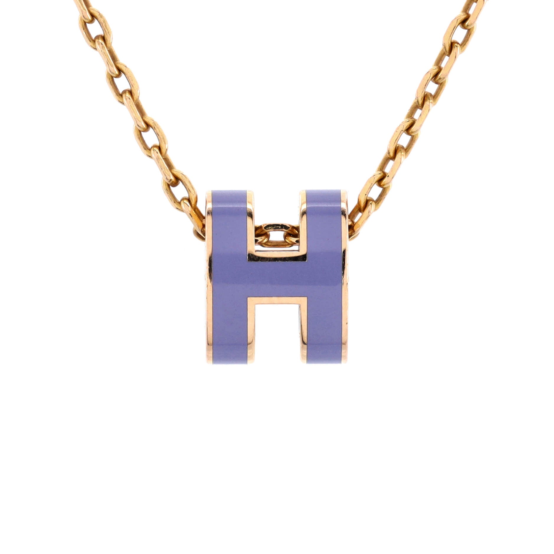 Pop H Pendant Chain Necklace Metal and Enamel Mini