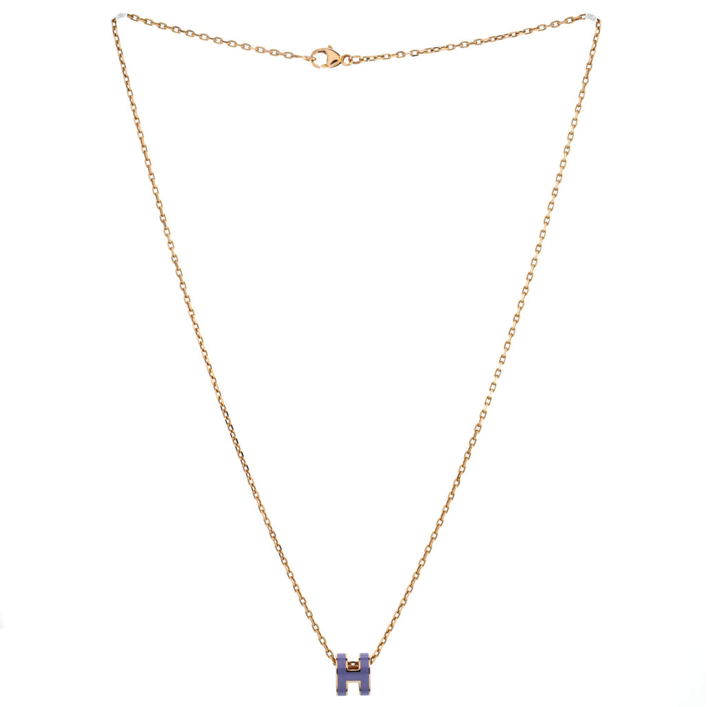 Pop H Pendant Chain Necklace Metal and Enamel Mini