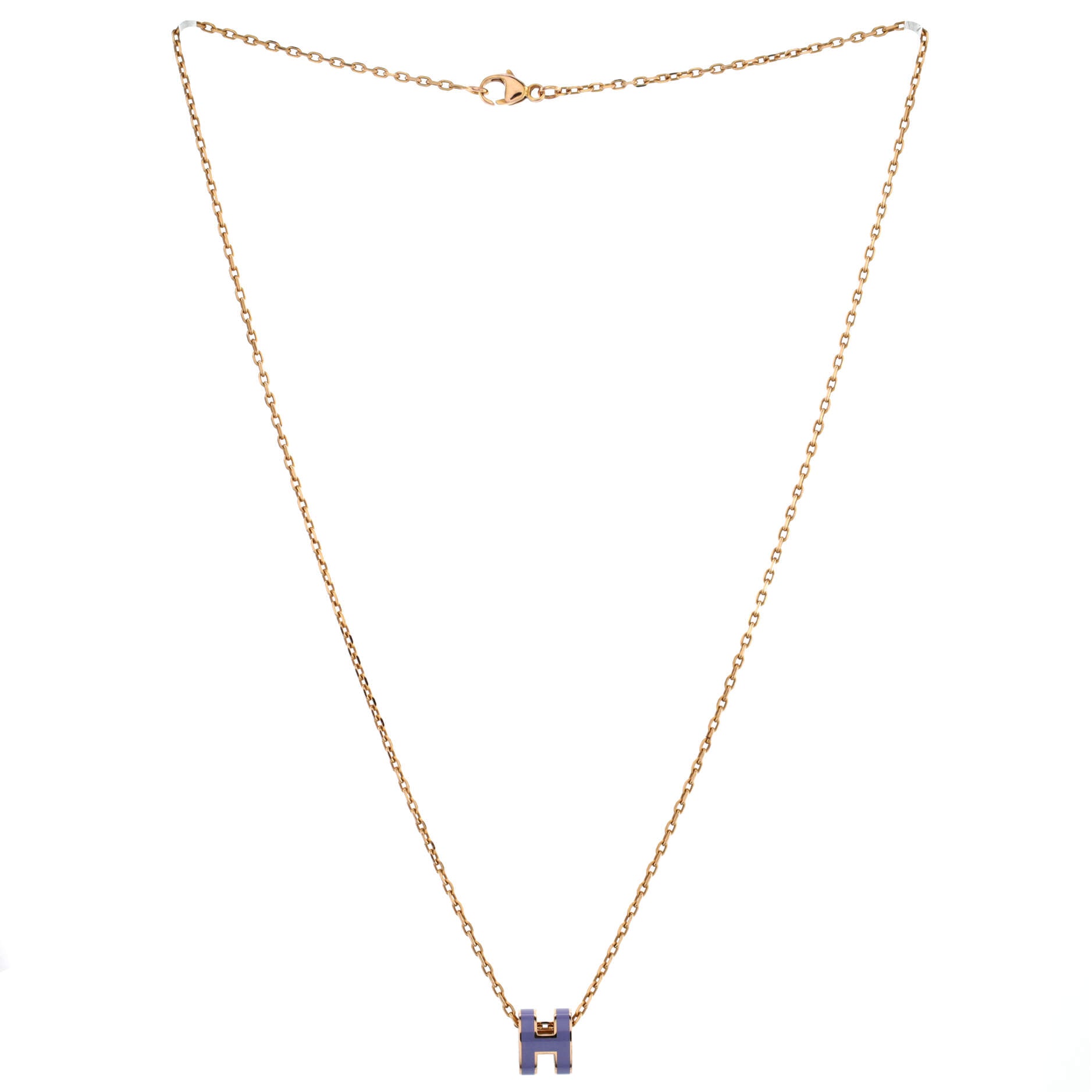 Pop H Pendant Chain Necklace Metal and Enamel Mini