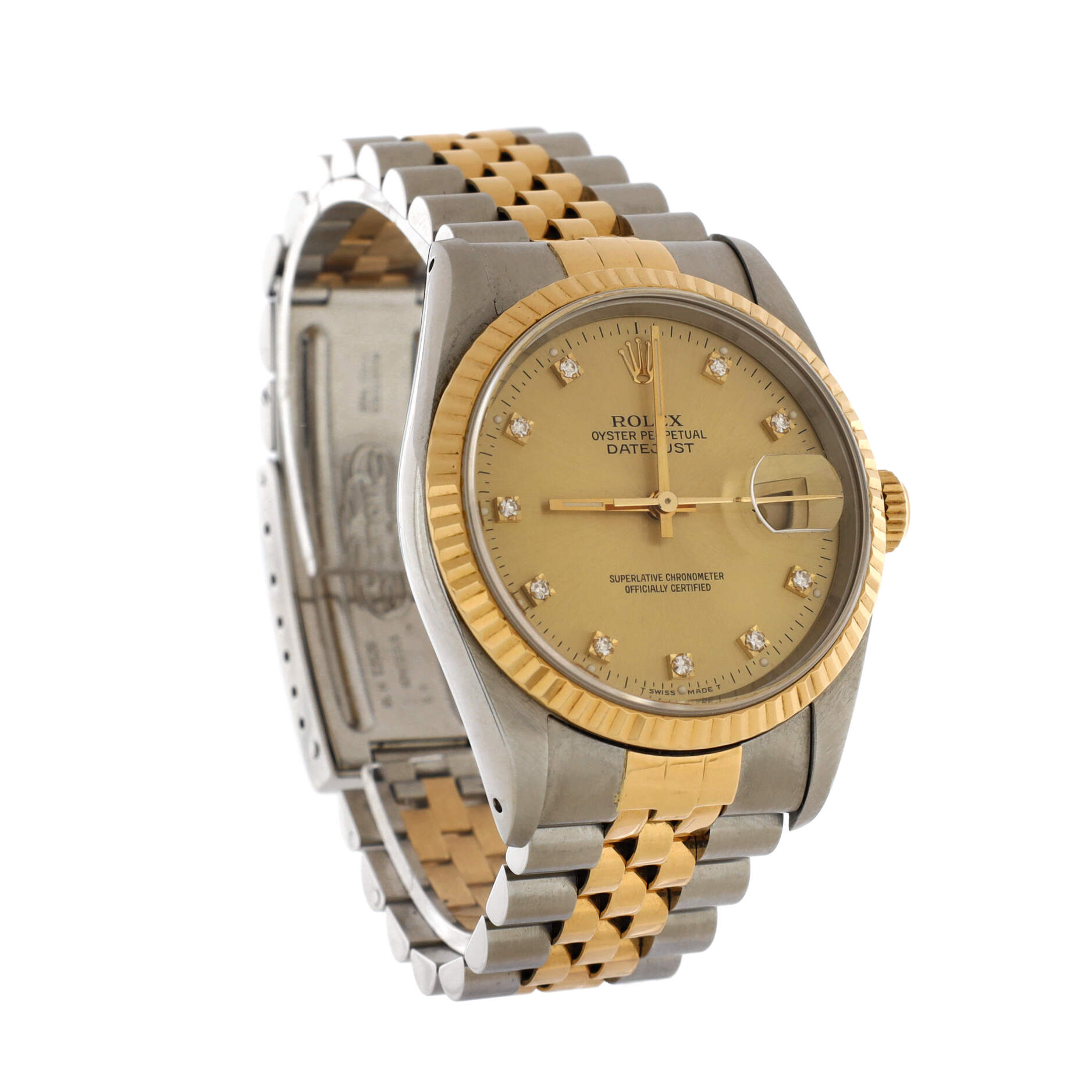 Oyster Perpetual Datejust Automatic Watch Stainless Steel and Yellow Gold with Diamond Markers 36
