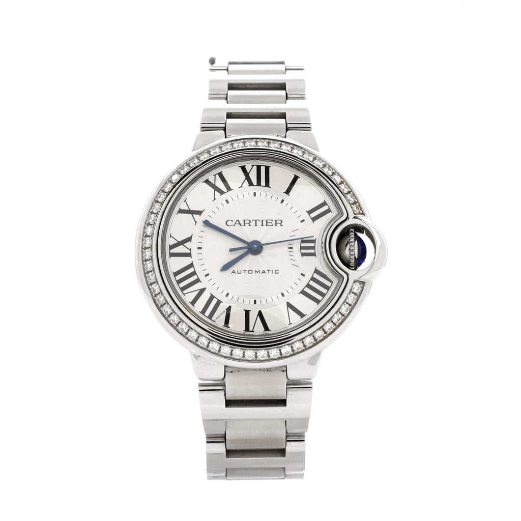 Ballon Bleu de Cartier Automatic Watch Stainless Steel with Diamond Bezel 33