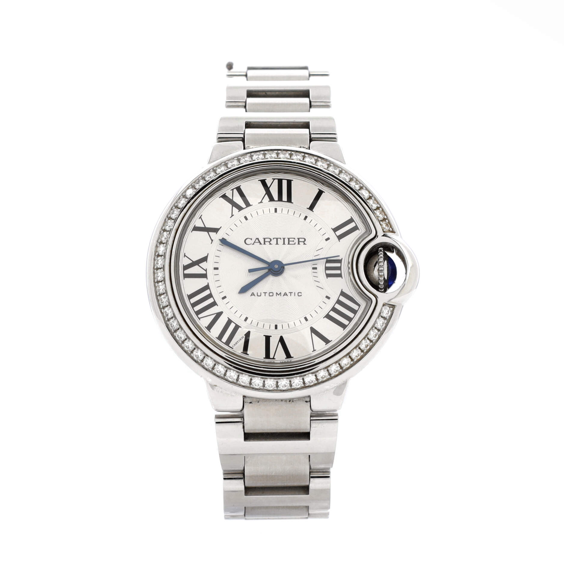 Ballon Bleu de Cartier Automatic Watch Stainless Steel with Diamond Bezel 33