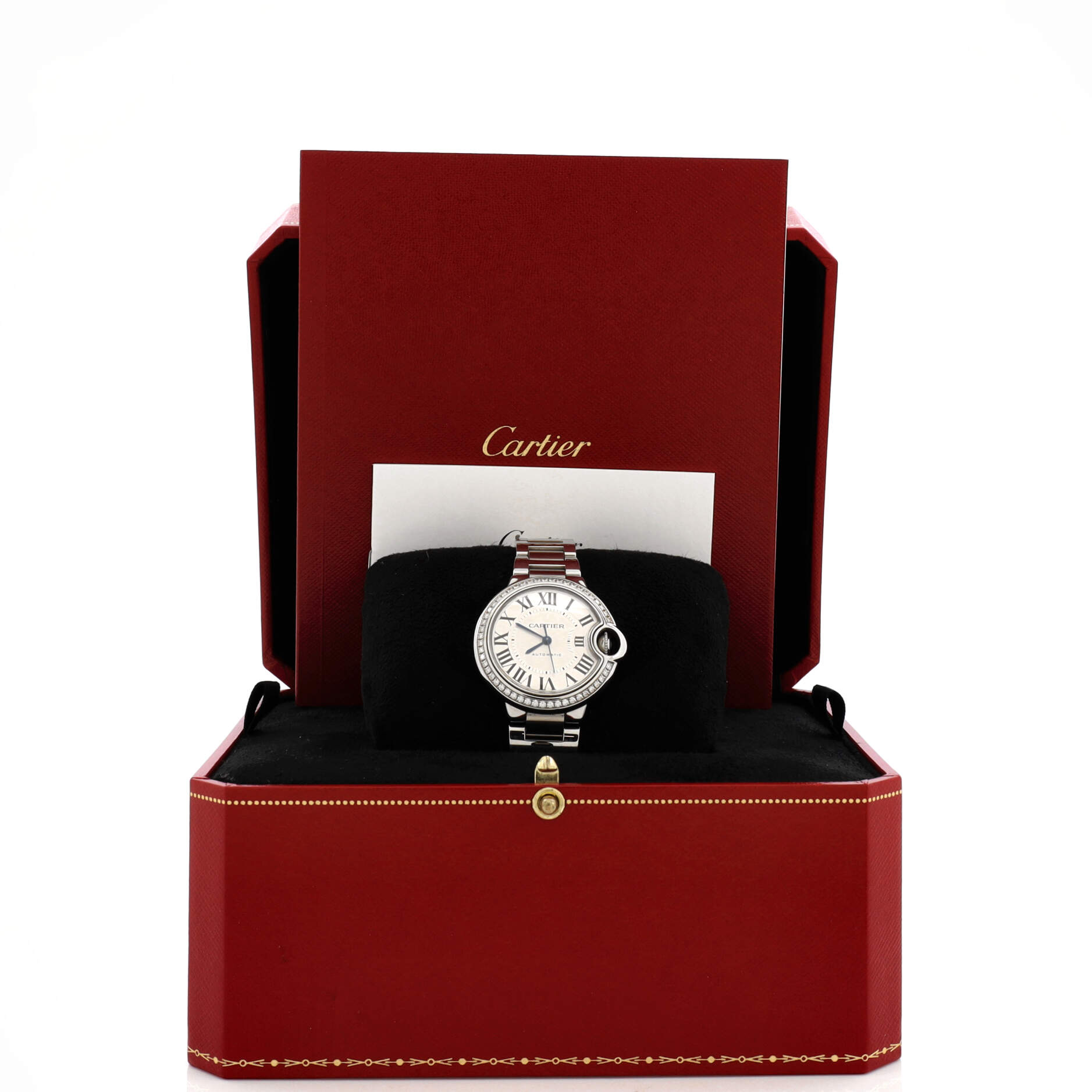 Ballon Bleu de Cartier Automatic Watch Stainless Steel with Diamond Bezel 33