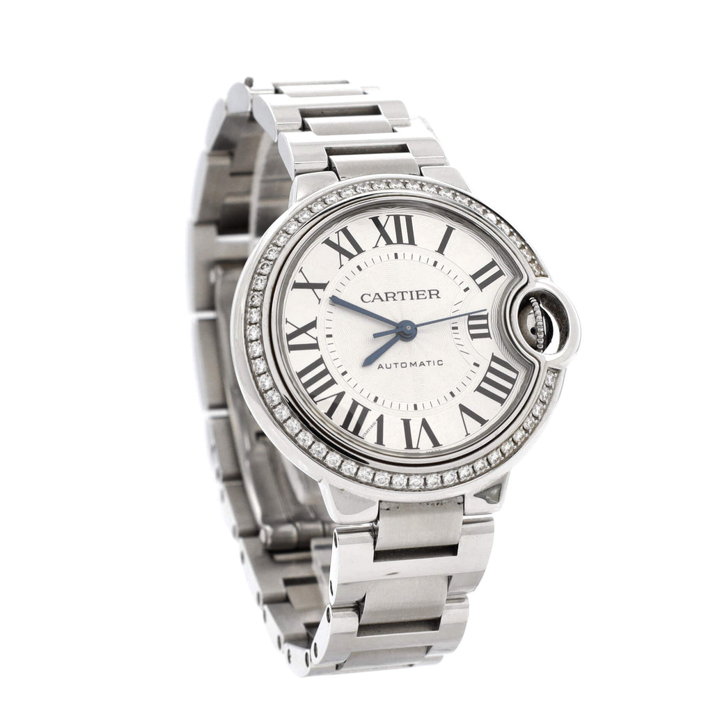 Ballon Bleu de Cartier Automatic Watch Stainless Steel with Diamond Bezel 33
