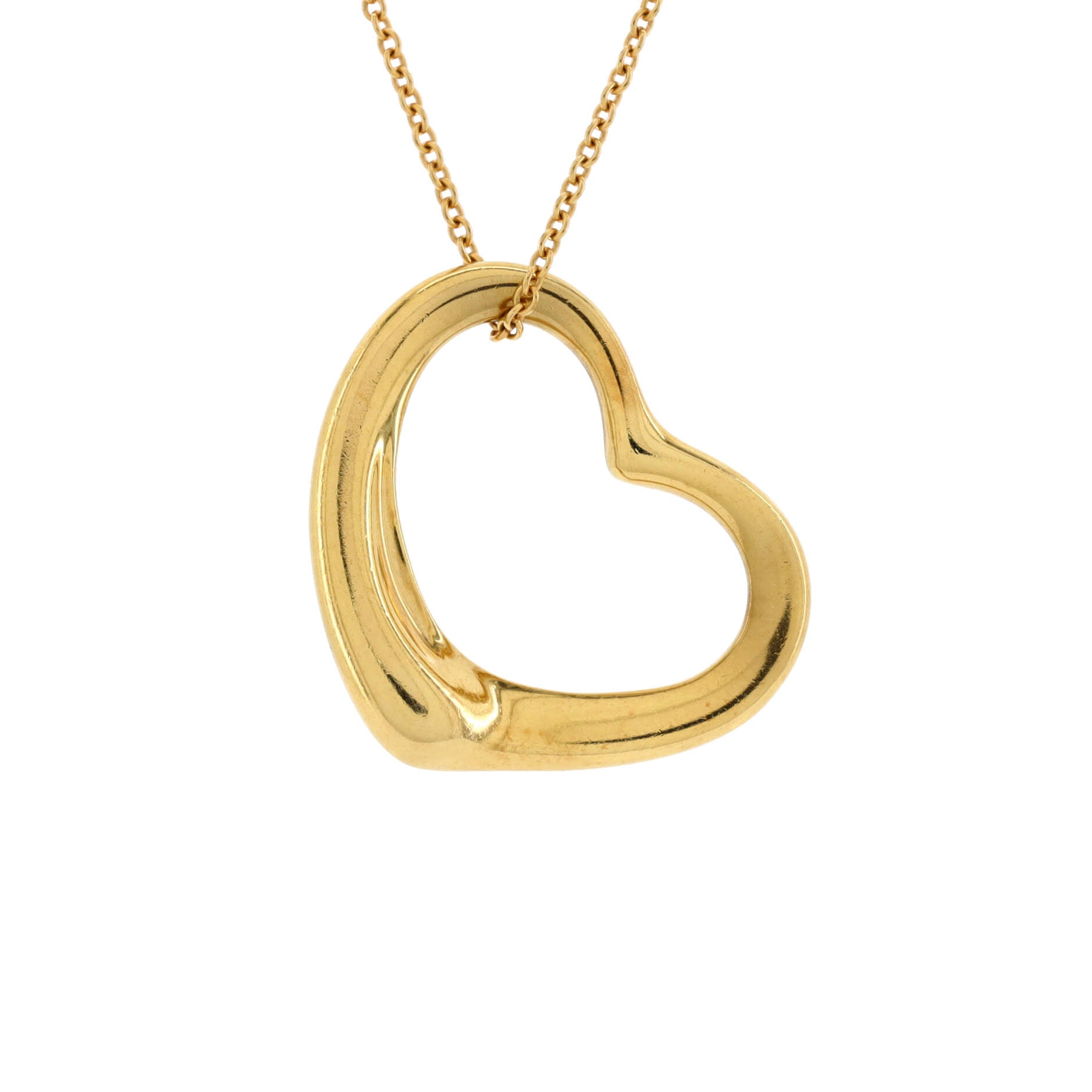 Elsa Peretti Open Heart Pendant Necklace 18K Yellow Gold 22mm