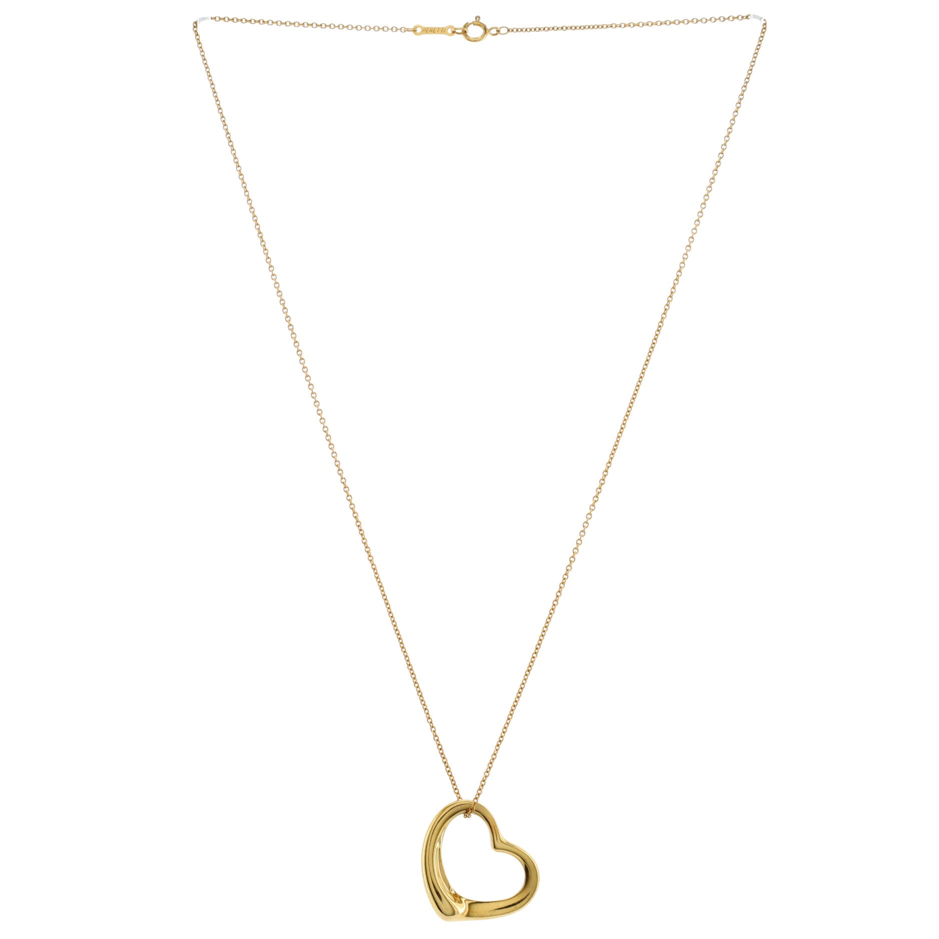 Elsa Peretti Open Heart Pendant Necklace 18K Yellow Gold 22mm