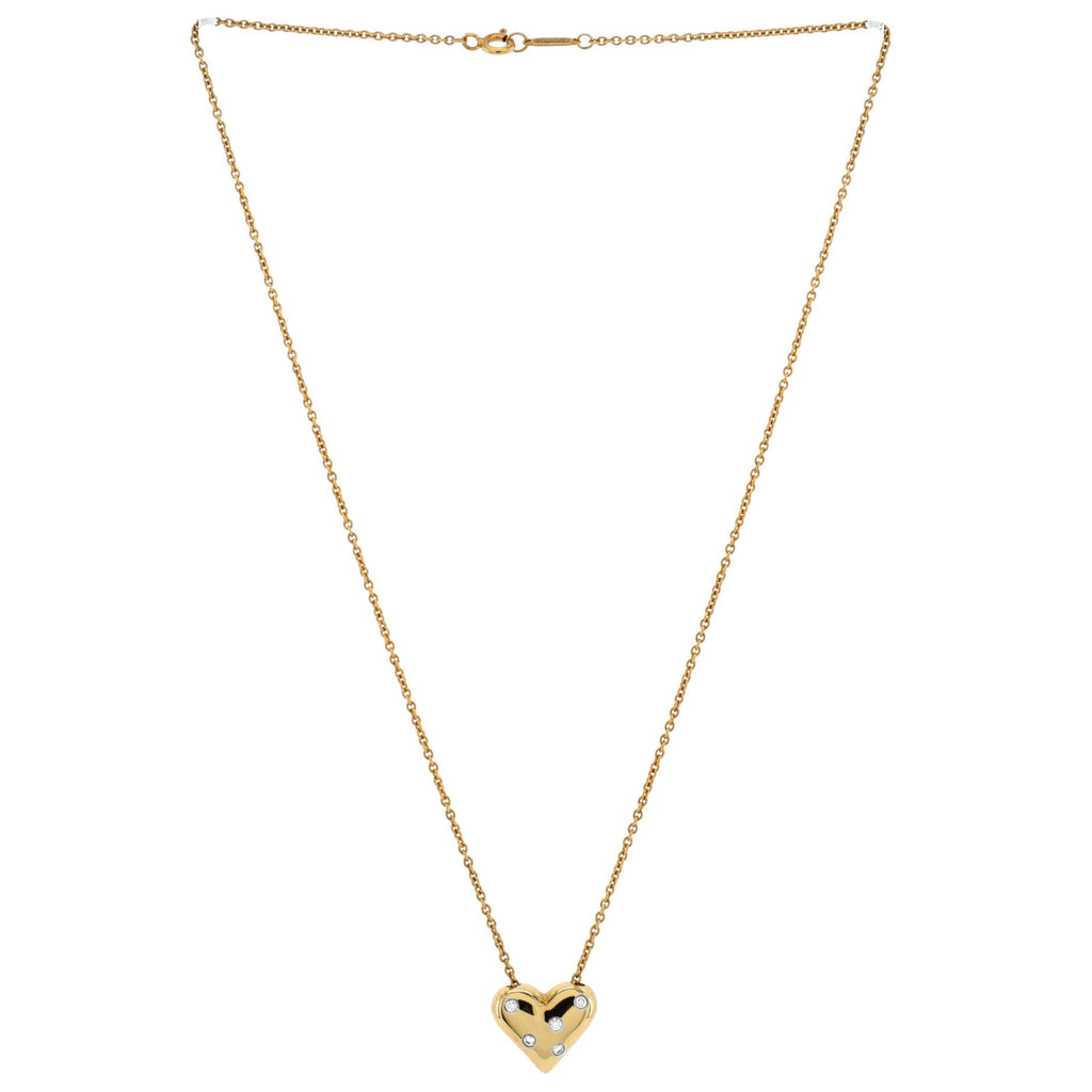 Etoile Heart 5 Diamond Pendant Necklace 18K Yellow Gold with Platinum and Diamonds