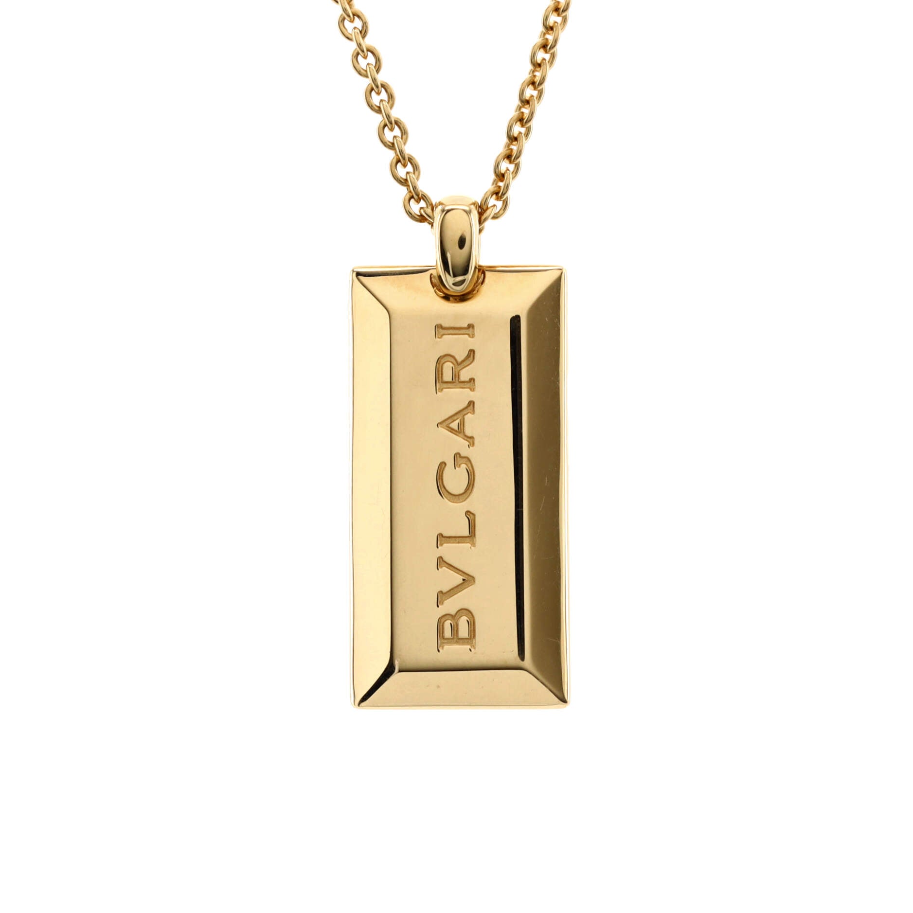 Ingot Bar Pendant Necklace 18K Yellow Gold