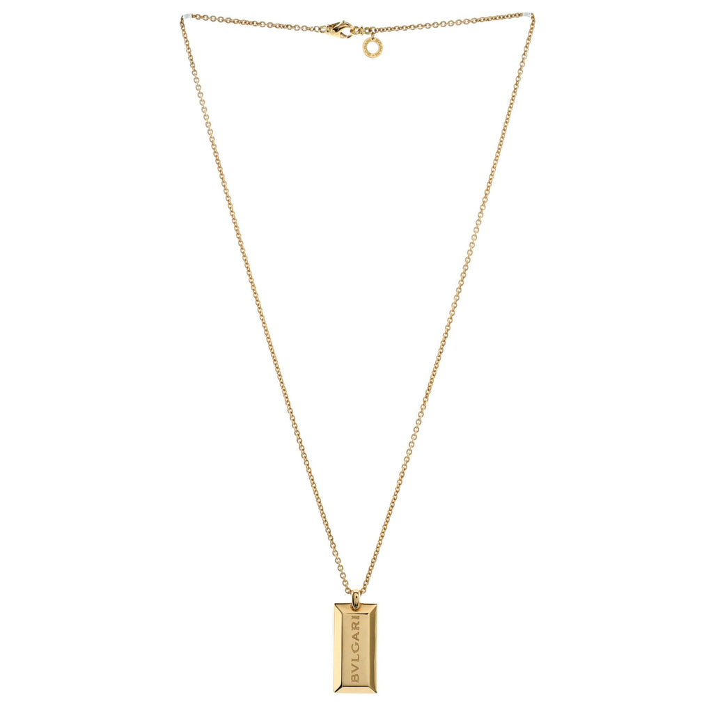 Ingot Bar Pendant Necklace 18K Yellow Gold