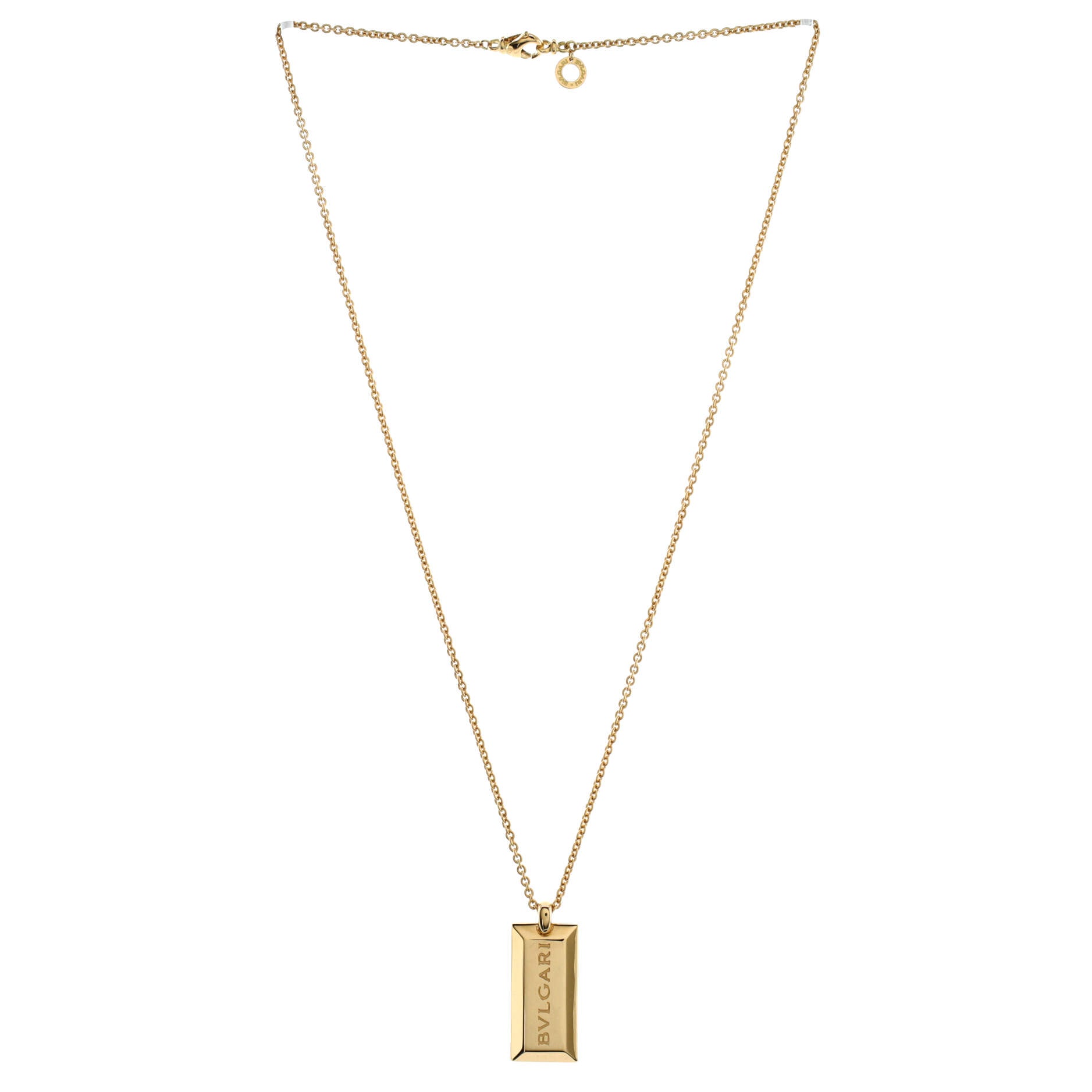 Ingot Bar Pendant Necklace 18K Yellow Gold