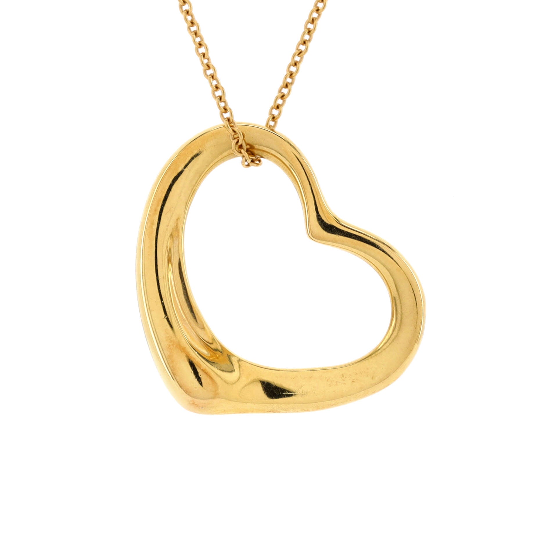 Elsa Peretti Open Heart Pendant Necklace 18K Yellow Gold 22mm