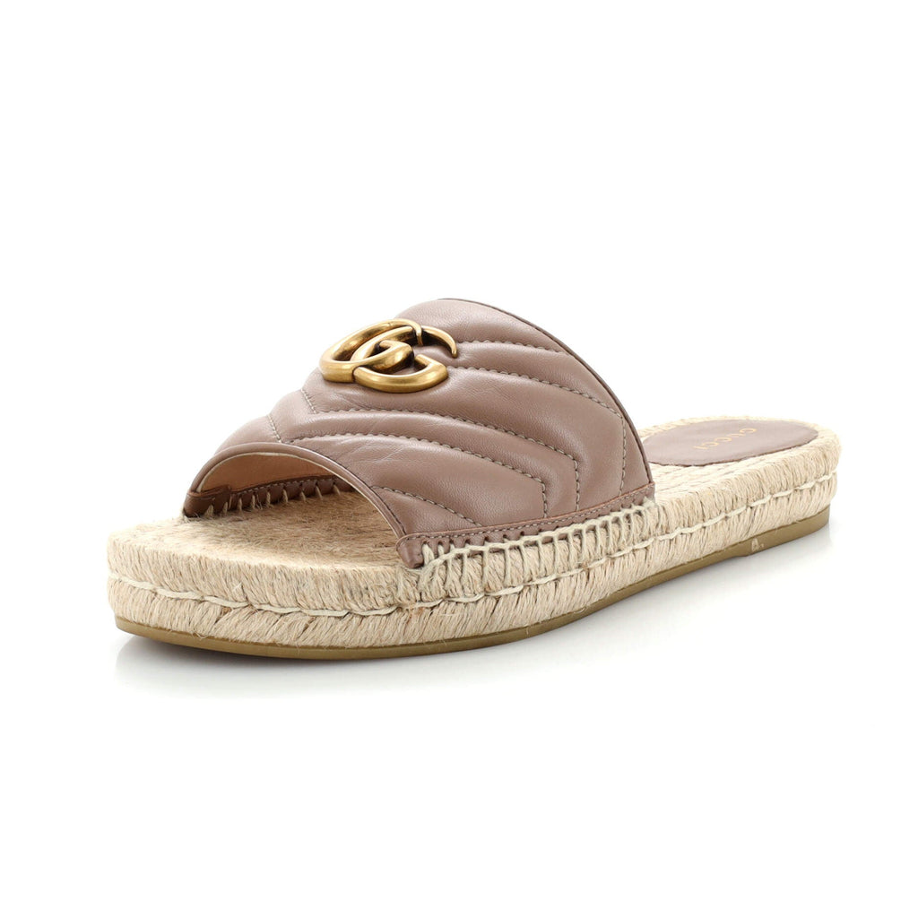 Women's GG Marmont Espadrilles Slide Sandals Matelasse Leather