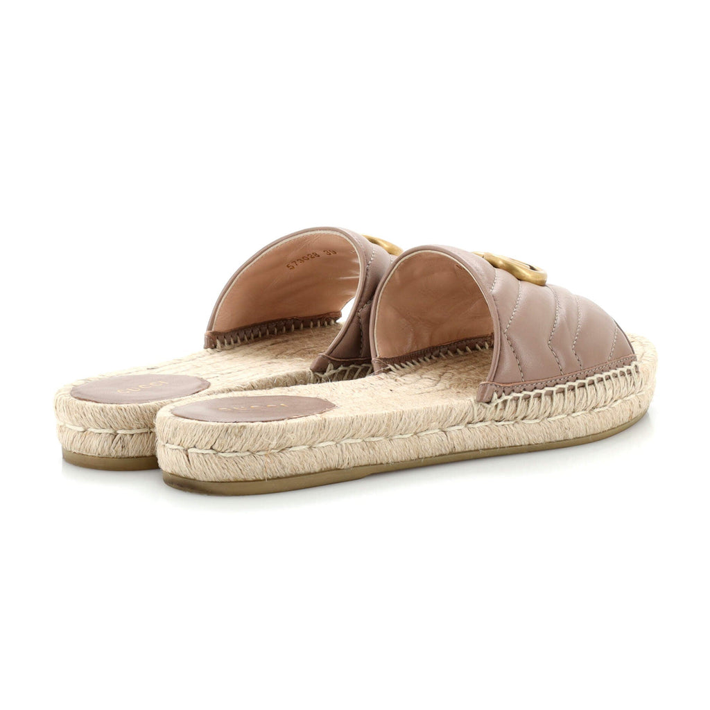 Women's GG Marmont Espadrilles Slide Sandals Matelasse Leather