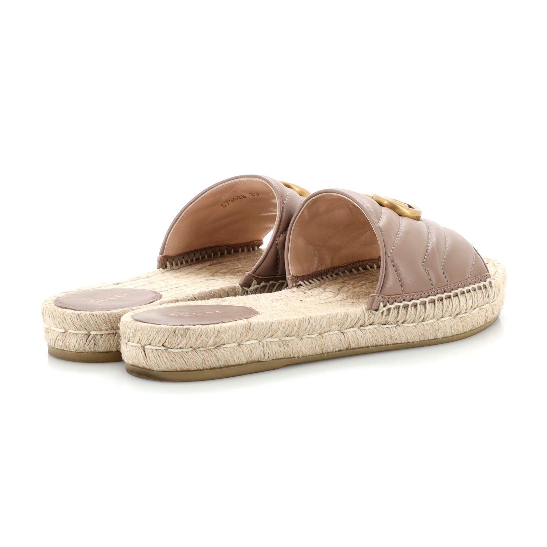 Women's GG Marmont Espadrilles Slide Sandals Matelasse Leather