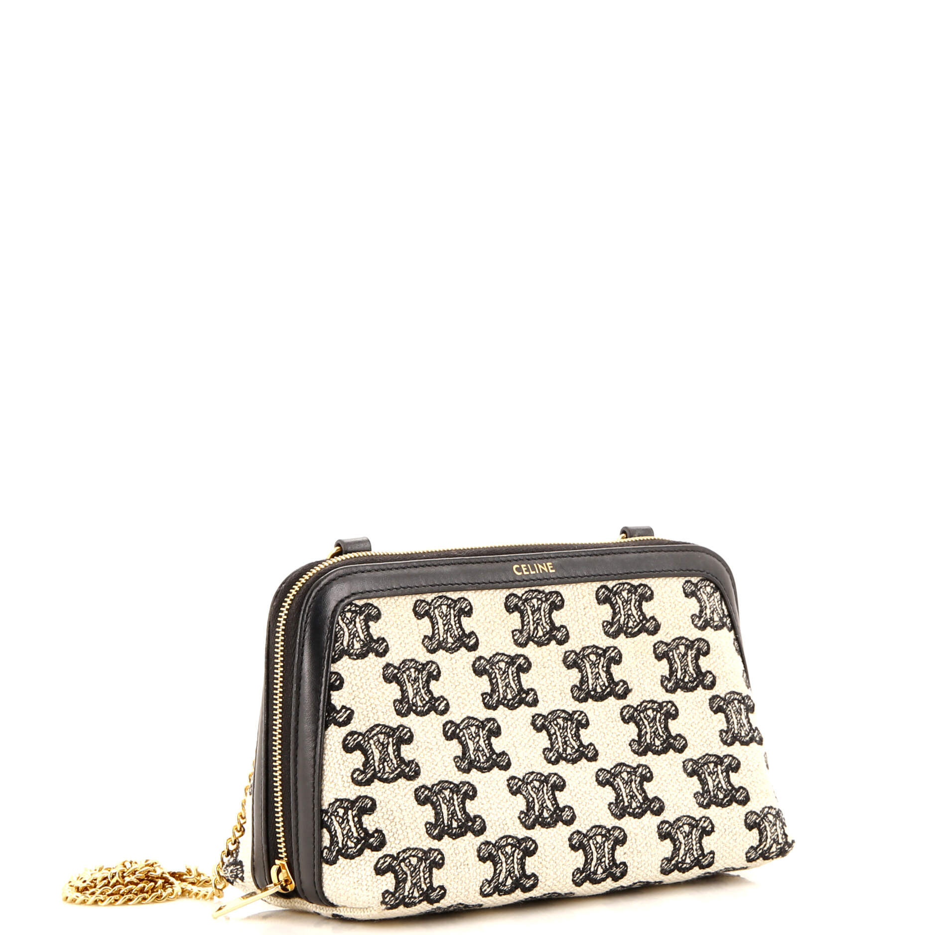 Zip Around Chain Clutch Triomphe Canvas