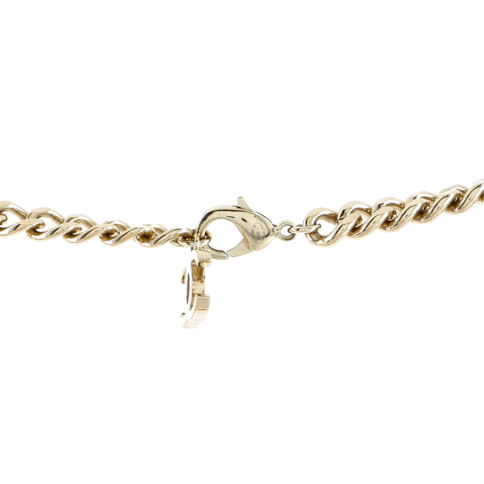 Triple CC Link Chain Choker Necklace Metal with Enamel