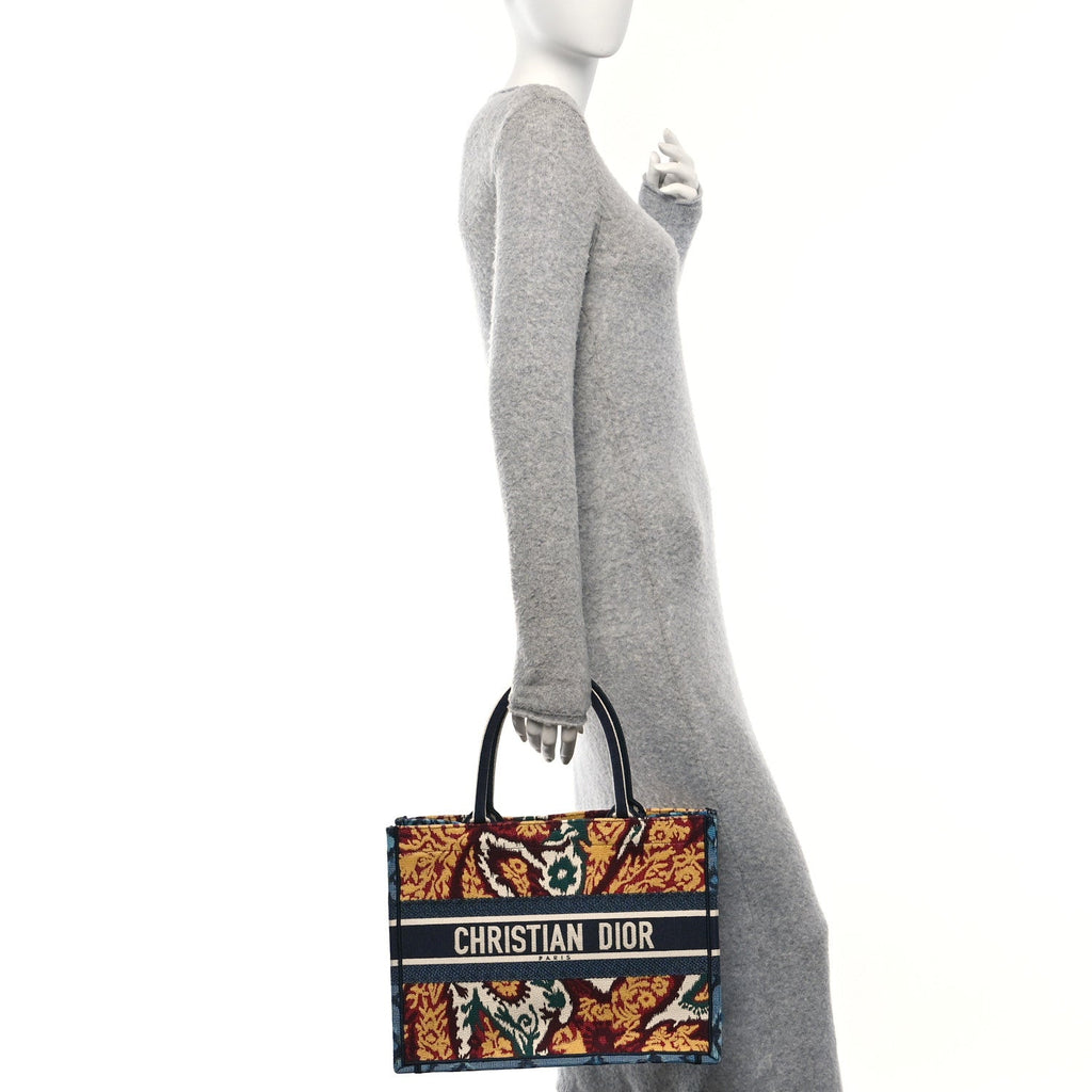 Canvas Embroidered Paisley Medium Book Tote Blue Multicolor