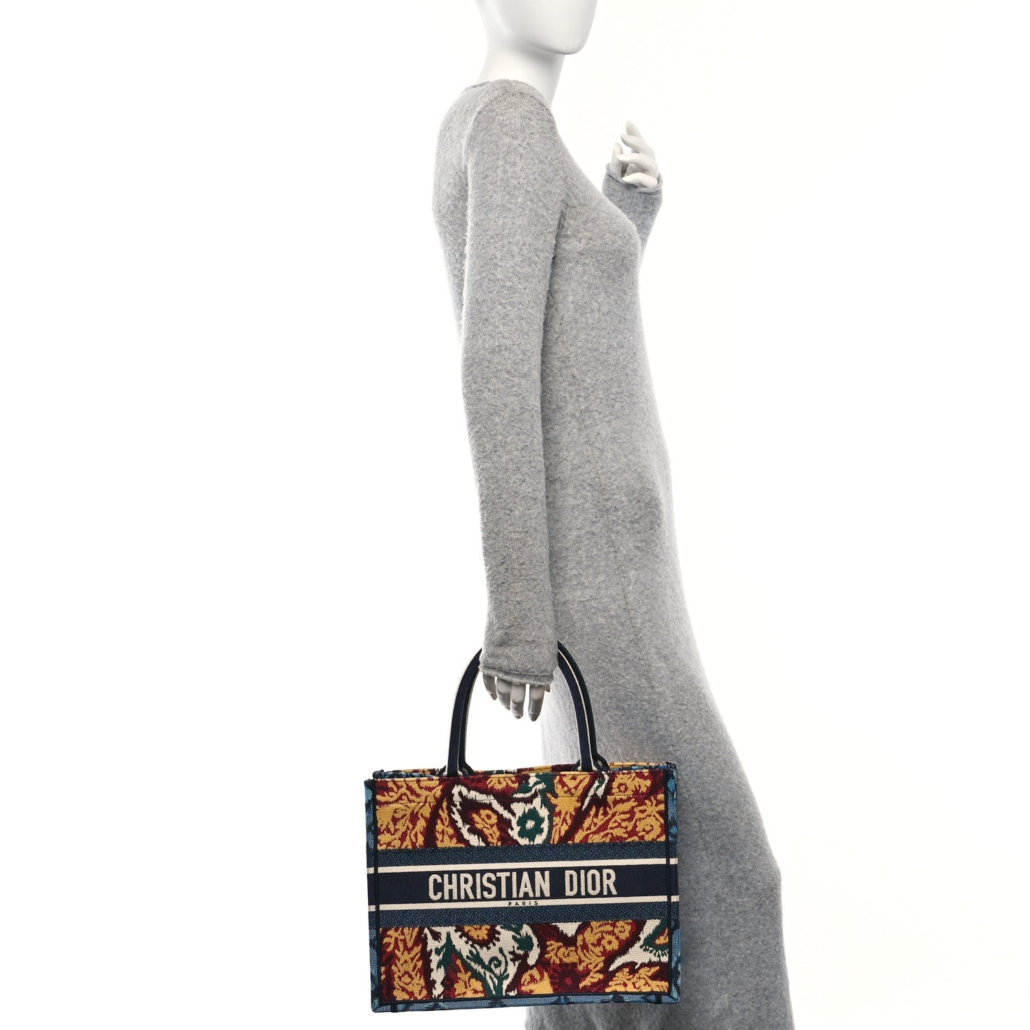Canvas Embroidered Paisley Medium Book Tote Blue Multicolor