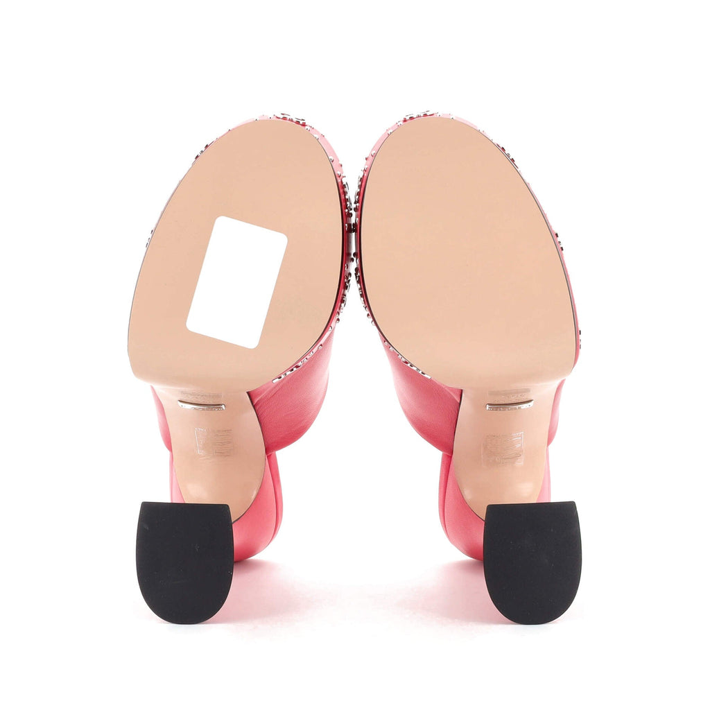 Women's Janaya GG Studded Heeled Platform Slide Sandals Leather