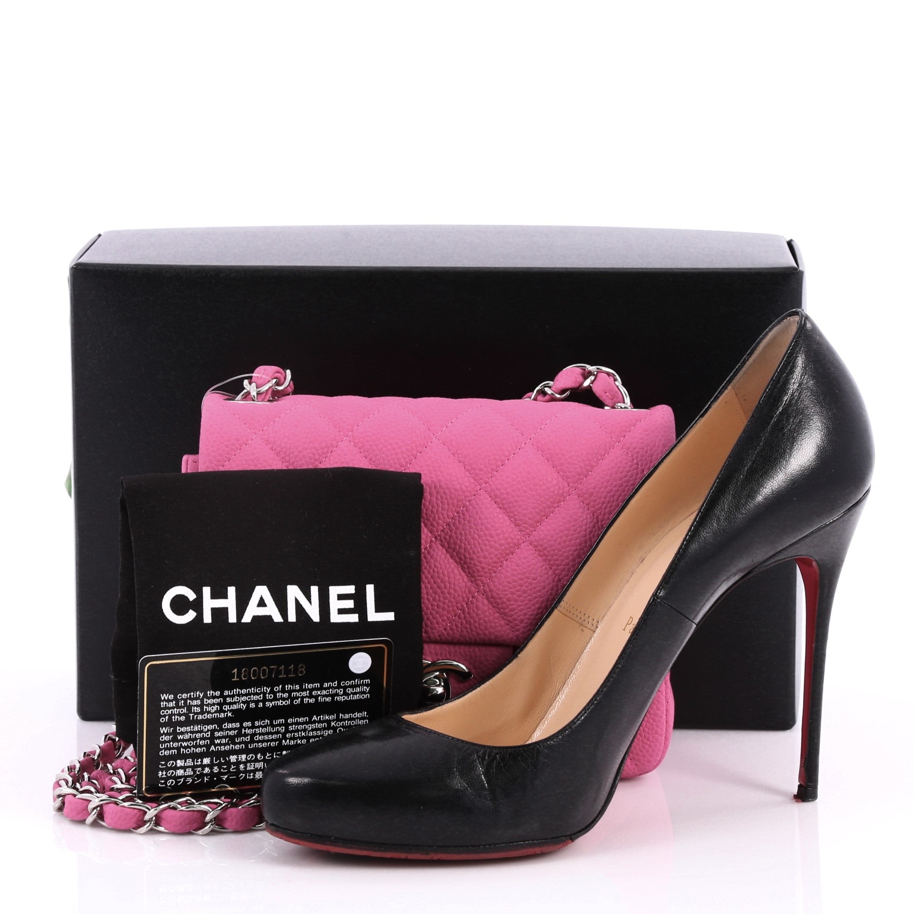 Square Classic Single Flap Bag Quilted Caviar Mini
