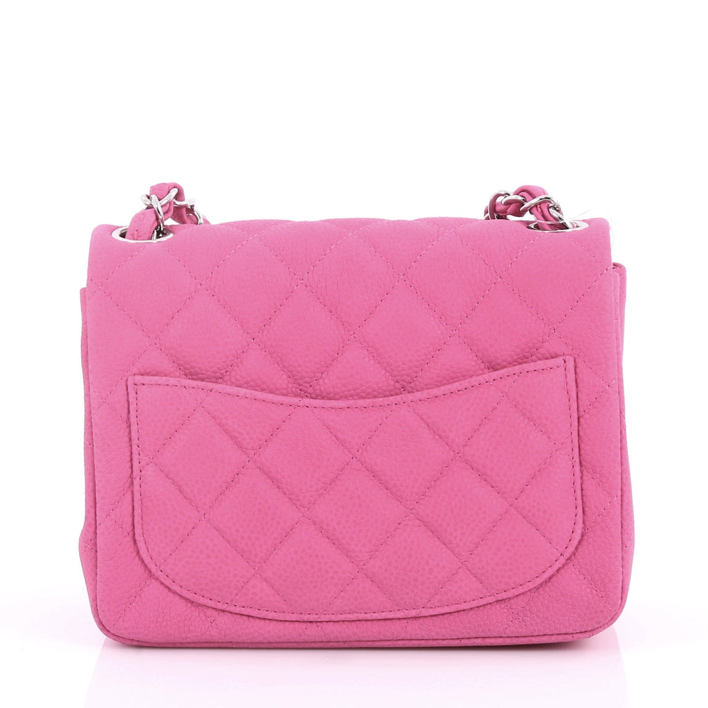 Square Classic Single Flap Bag Quilted Caviar Mini