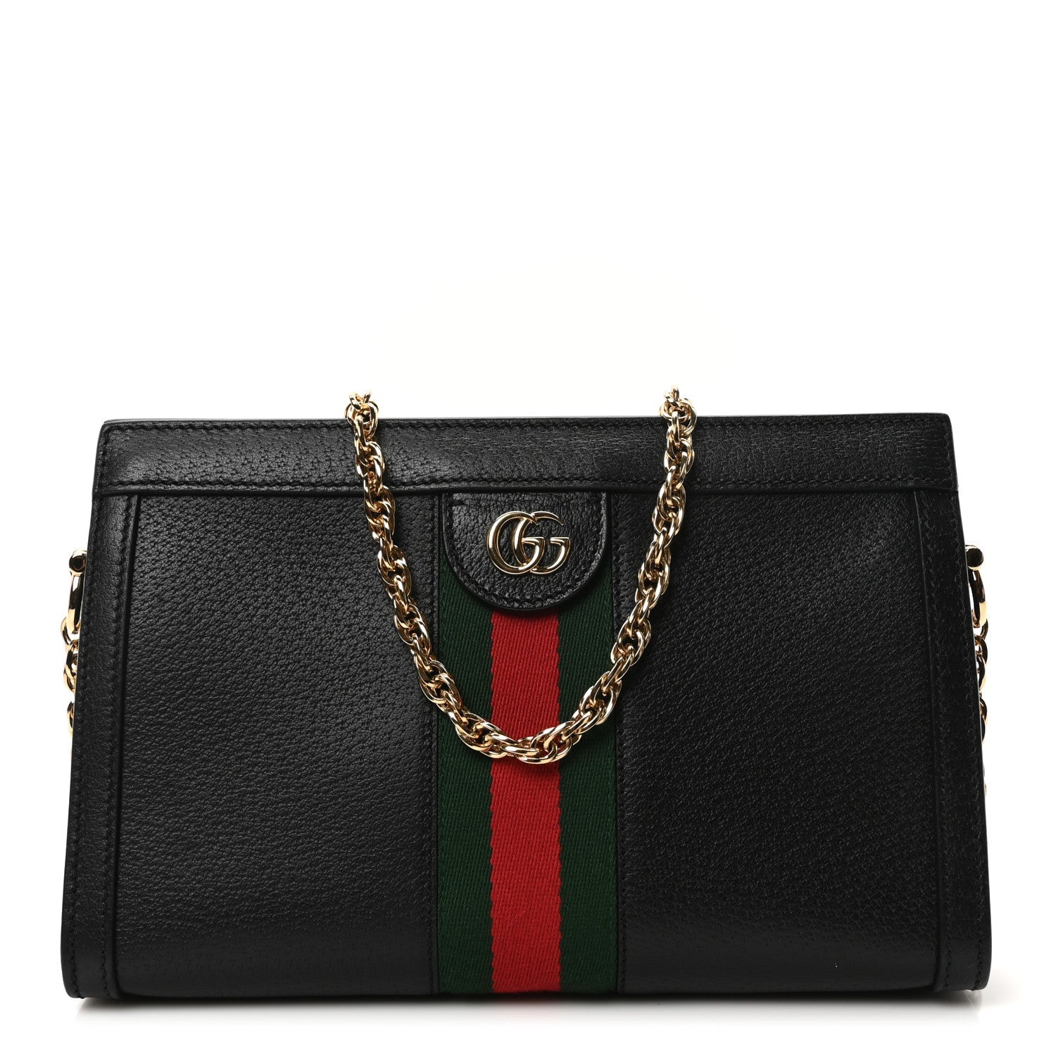 Calfskin GG Web Small Ophidia Chain Shoulder Bag Black