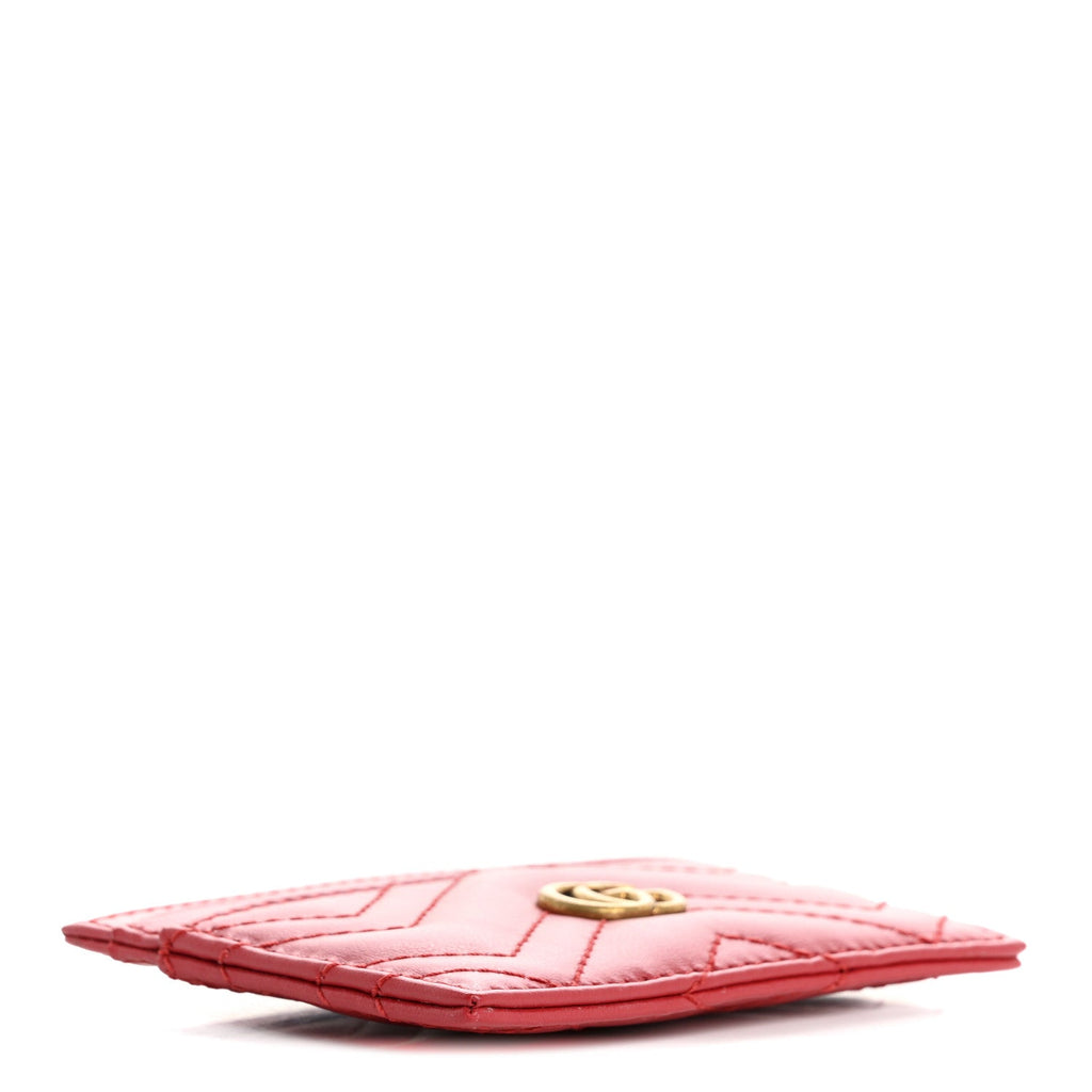 Calfskin Matelasse GG Marmont  Holder Hibiscus Red