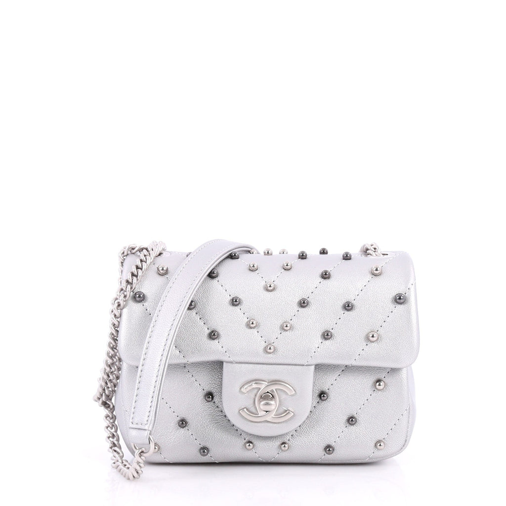 Stud Wars Flap Bag Embellished Chevron Lambskin Mini