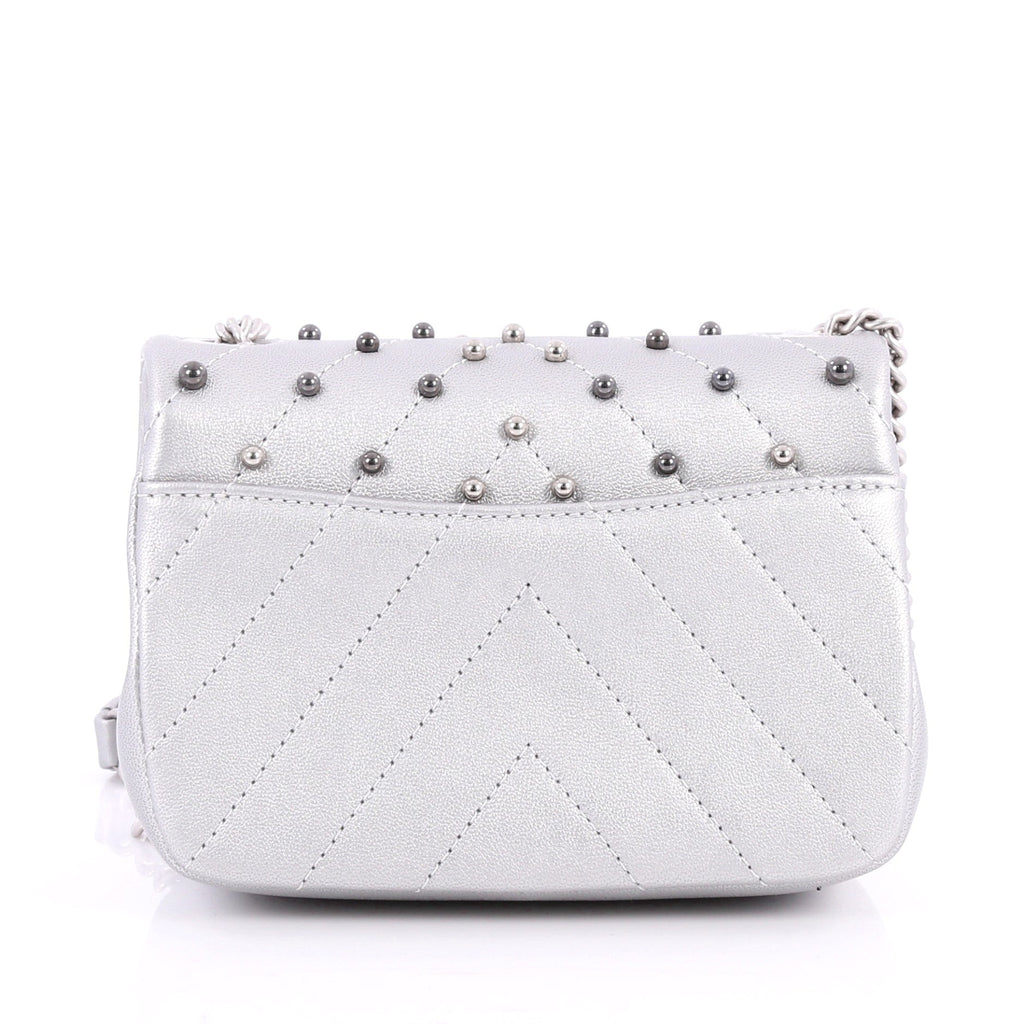 Stud Wars Flap Bag Embellished Chevron Lambskin Mini