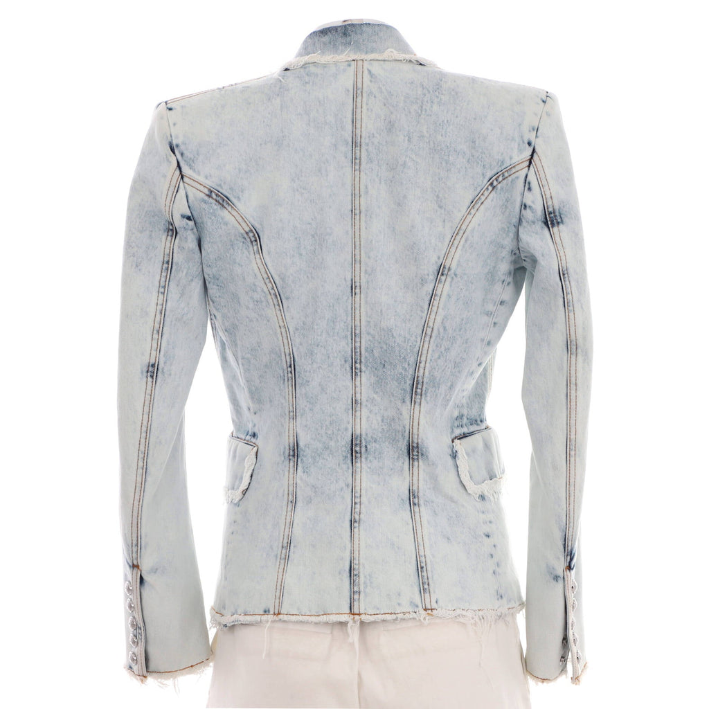Women's Fringed Double Breasted Jacket Denim