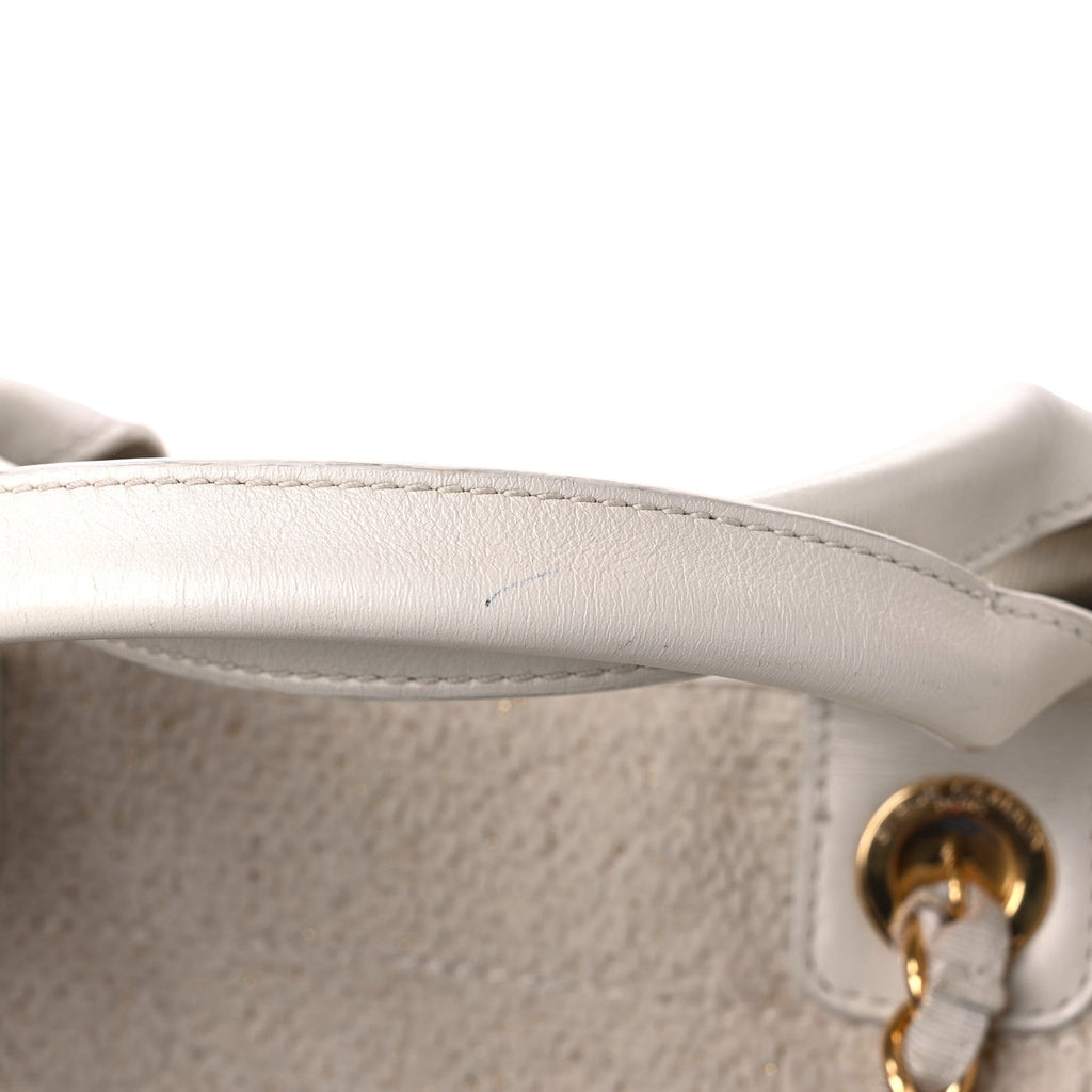 Lurex Boucle Medium Deauville Tote White
