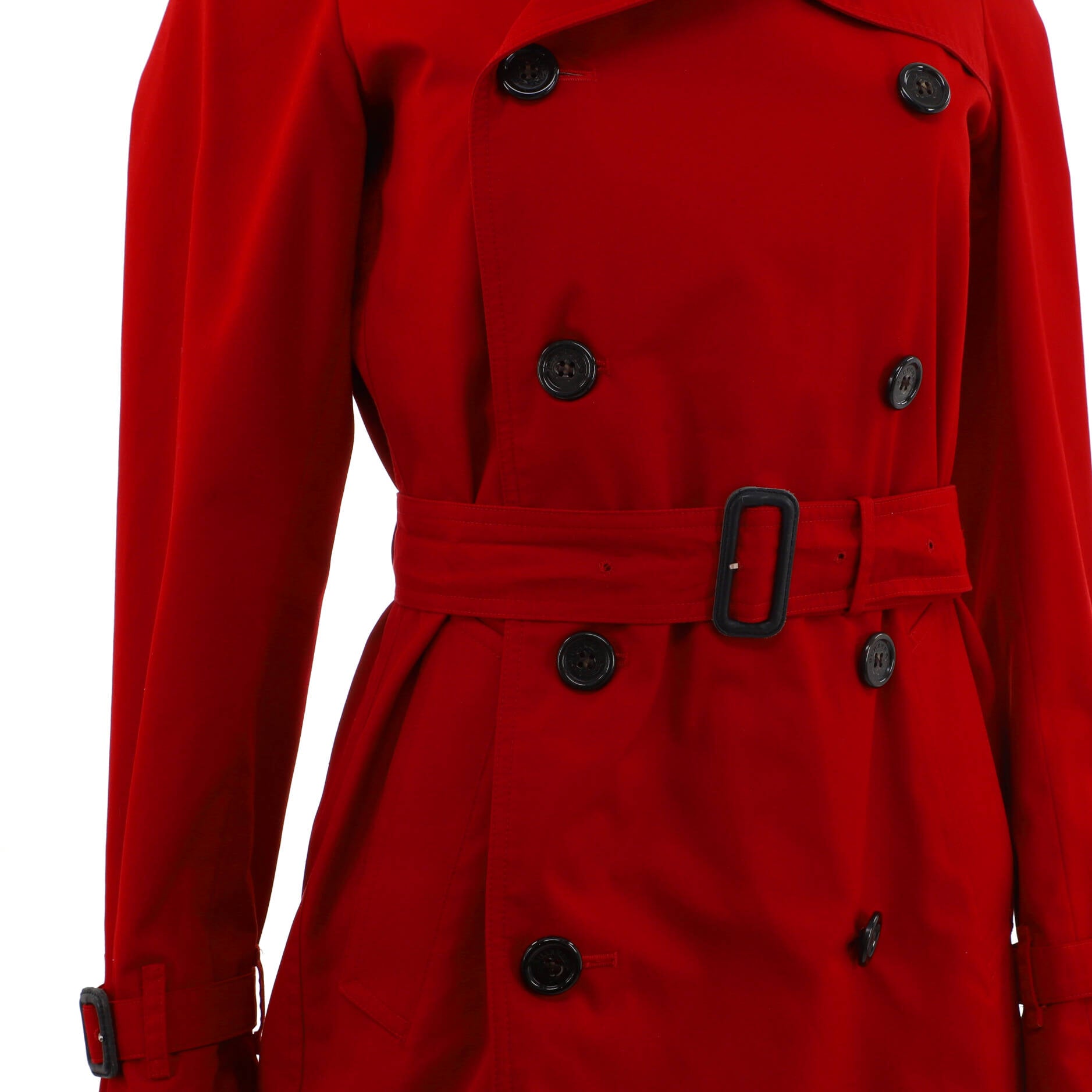 Women's Double Breasted Belted Mid-Length Trench Coat Cotton