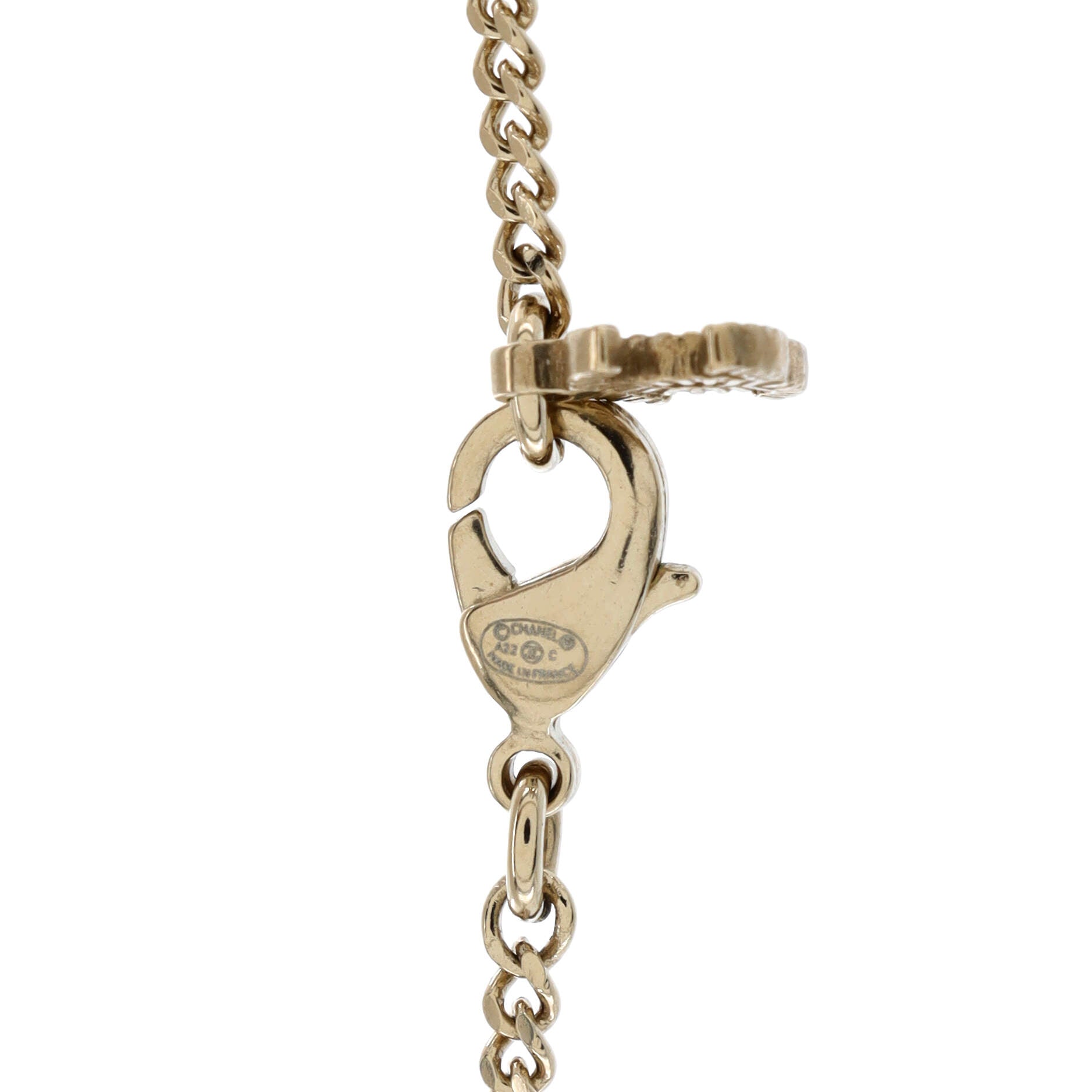 Multi-Logo Engraved CC Pendant Necklace Metal with Crystals