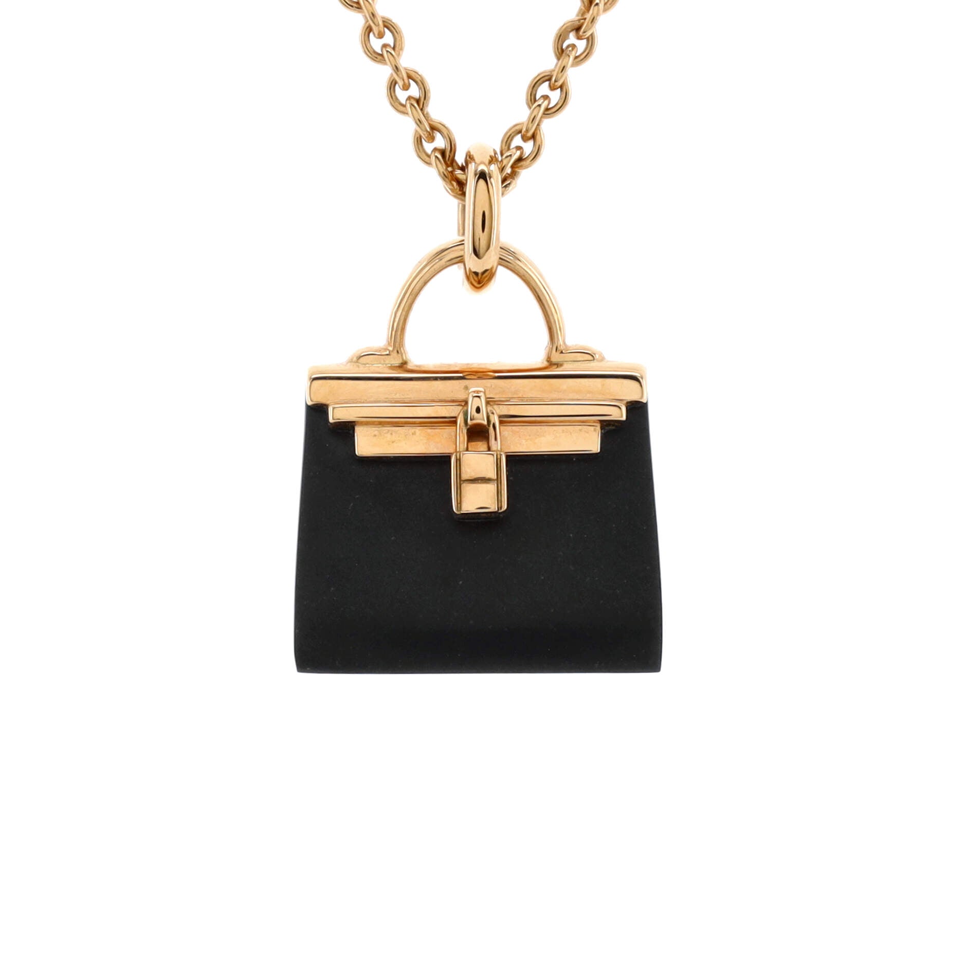 Kelly Amulette Pendant Necklace 18K Rose Gold with Black Jade