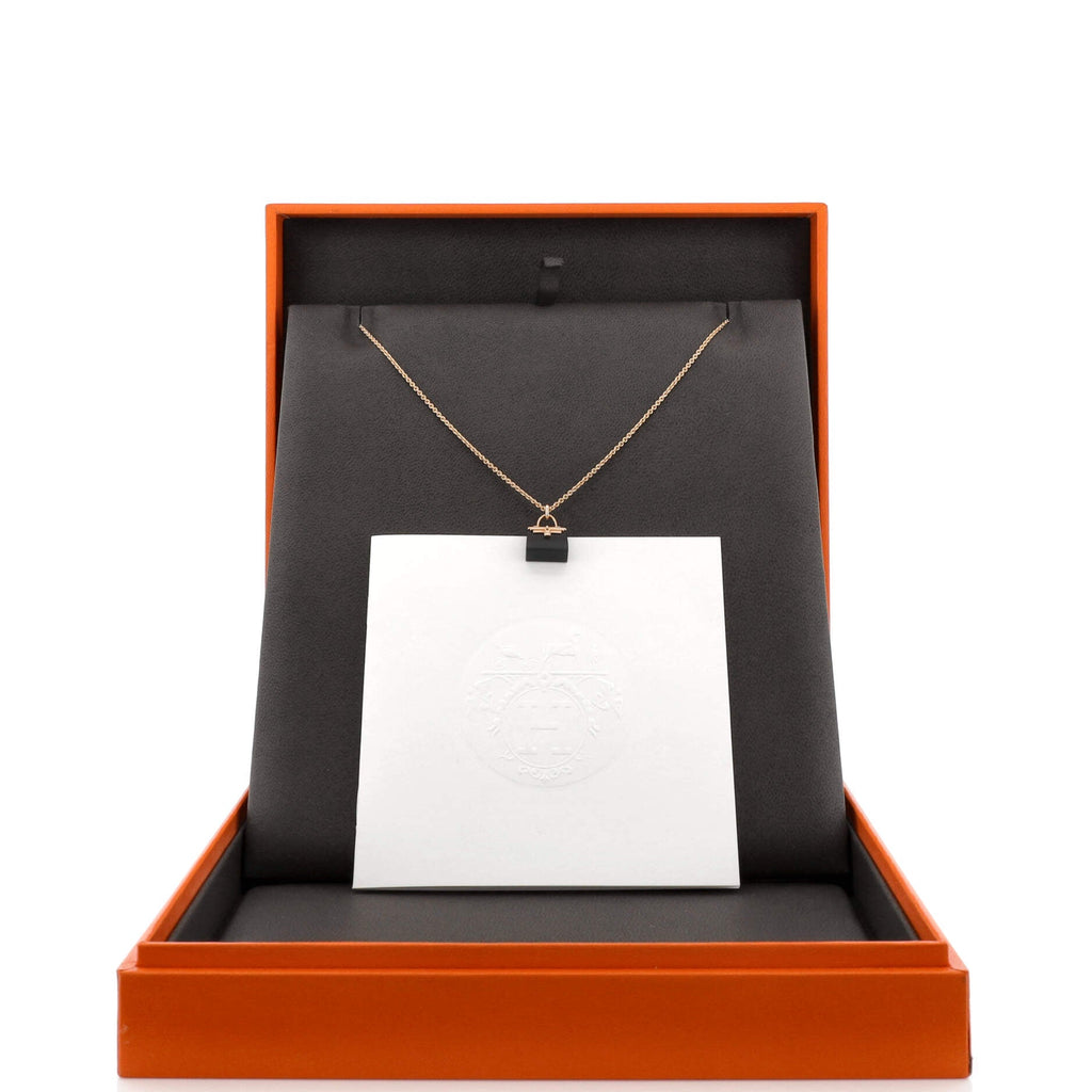 Kelly Amulette Pendant Necklace 18K Rose Gold with Black Jade
