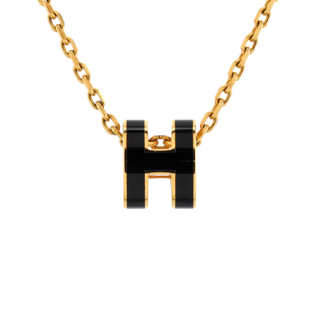 Pop H Pendant Chain Necklace Metal and Enamel Mini