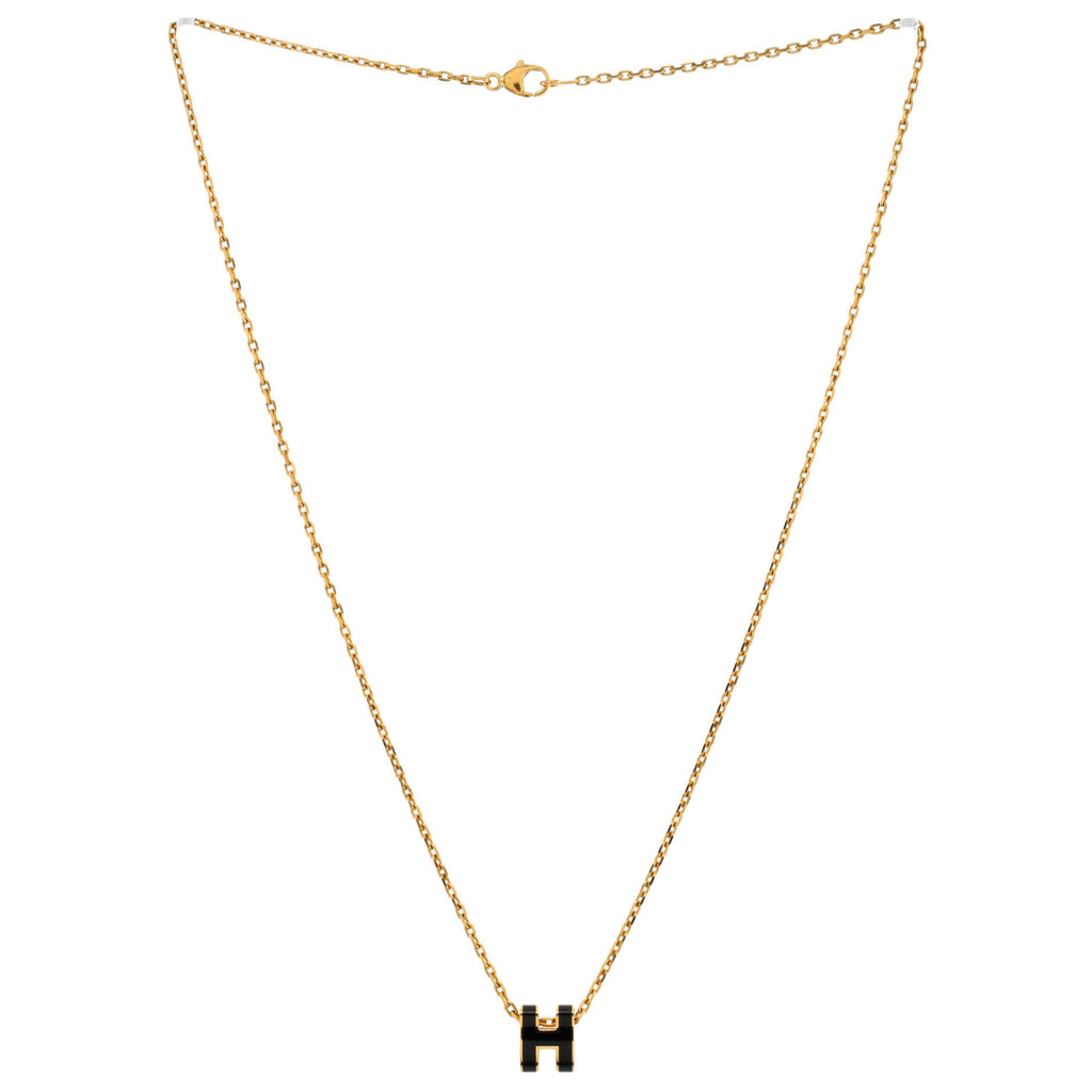 Pop H Pendant Chain Necklace Metal and Enamel Mini