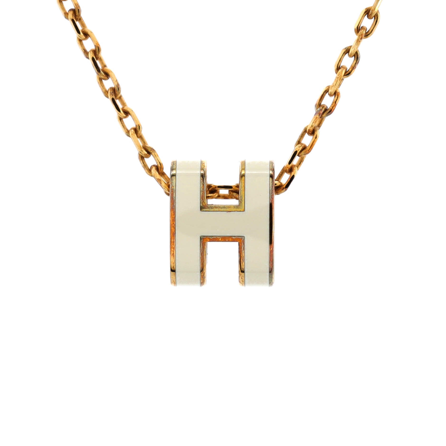 Pop H Pendant Chain Necklace Metal and Enamel Mini